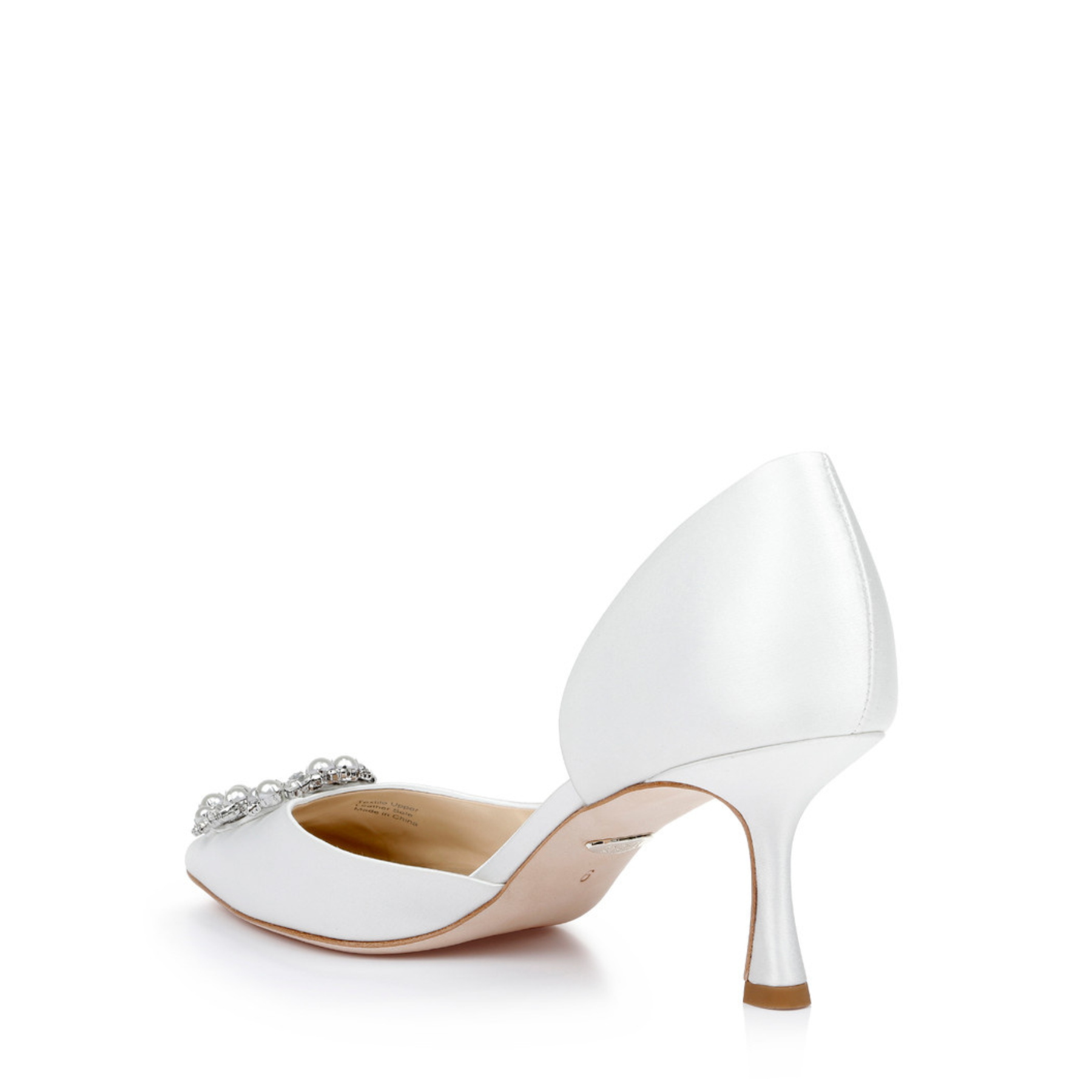 Fabia - D’Orsay Kitten Heel With Pearl & Crystal Buckle - Soft White