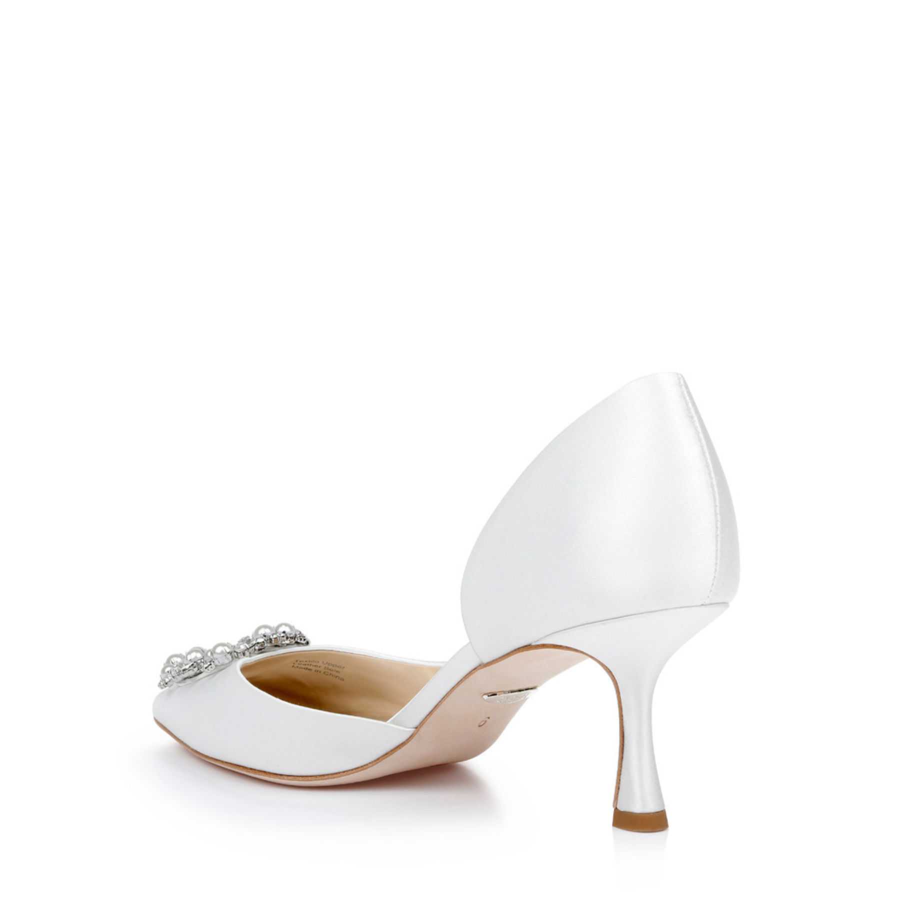 Fabia - D'Orsay Kitten Heel With Pearl & Crystal Buckle - Soft White