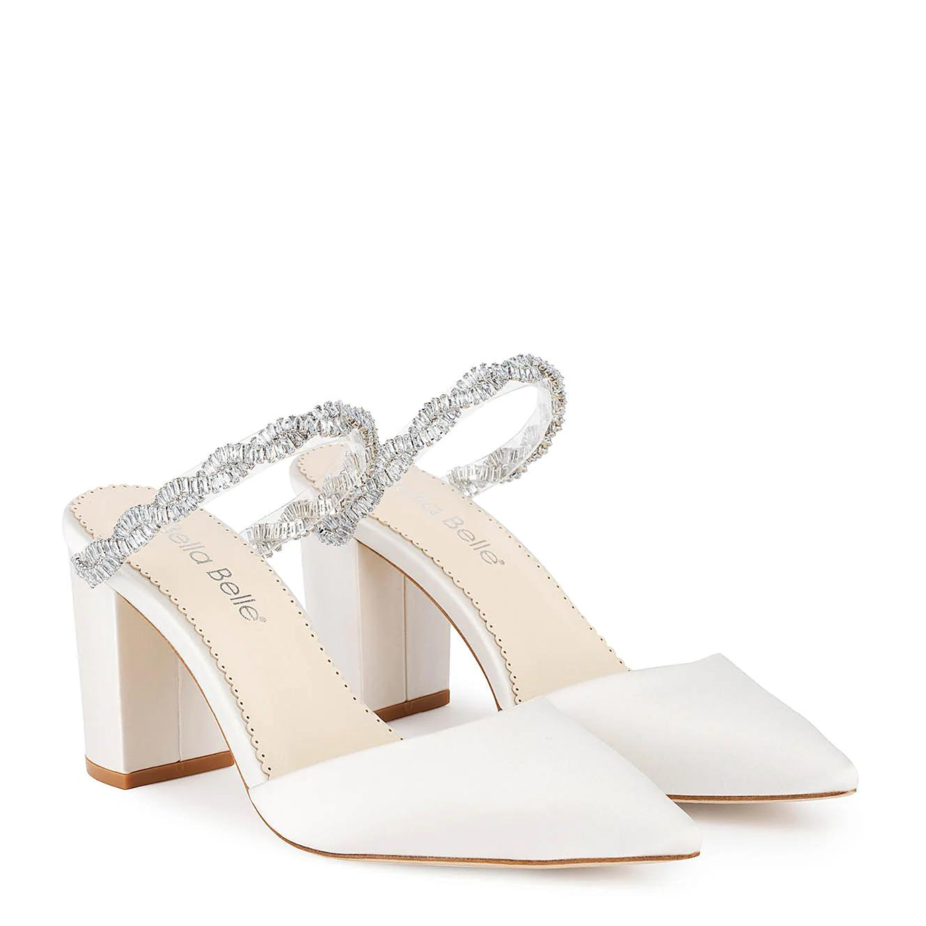 Weslyn - Ivory Bridal Mules with Crystal Strap