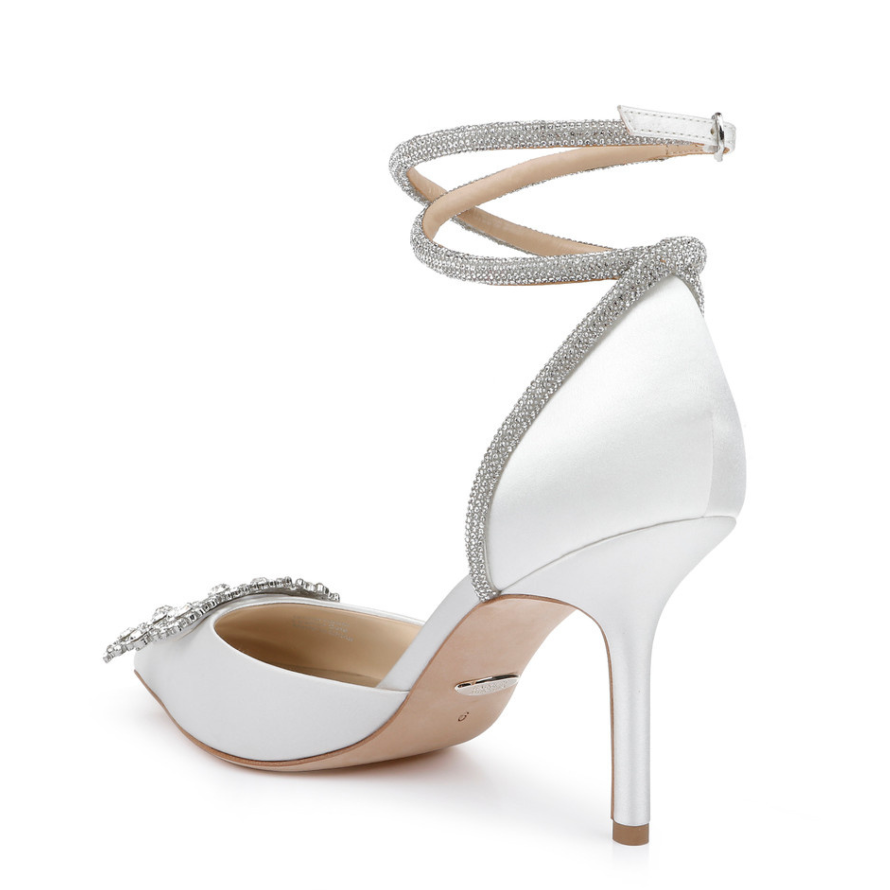 Saint - Pointed Toe Crystal Embellished Stiletto - Soft White