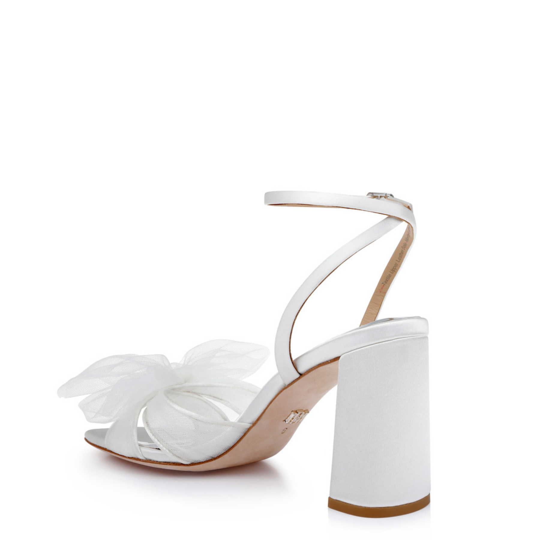 Badgley Mischka Tess Peep Toe Block Heel With Tulle Bow White