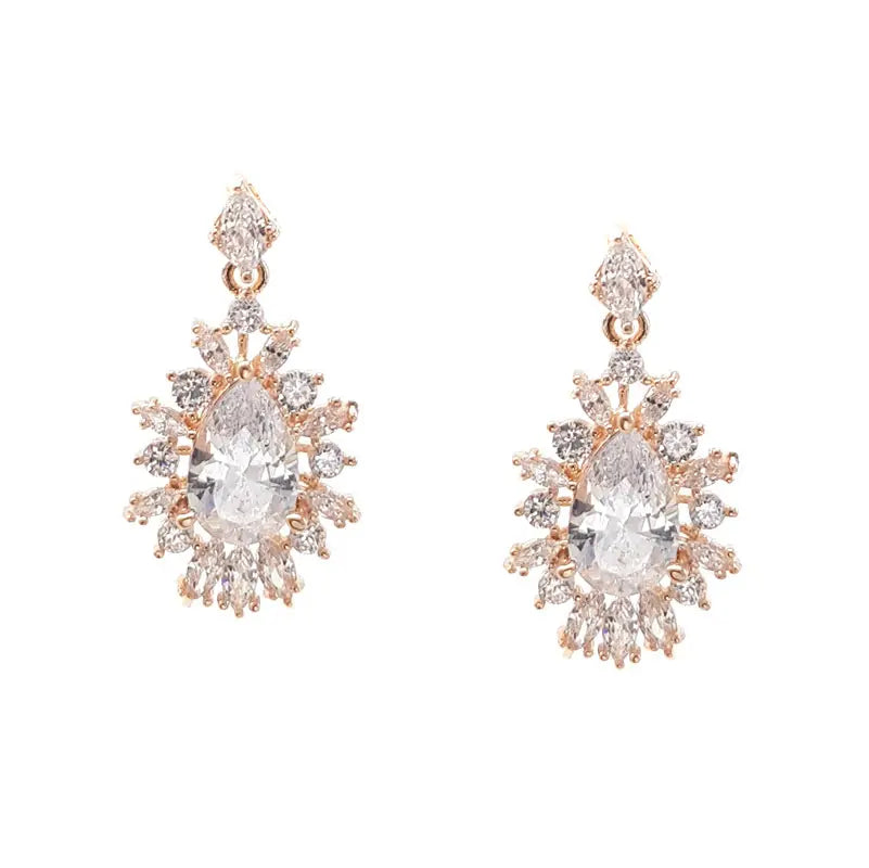 Renee - Intricate Crystal Bridal Drop Earrings