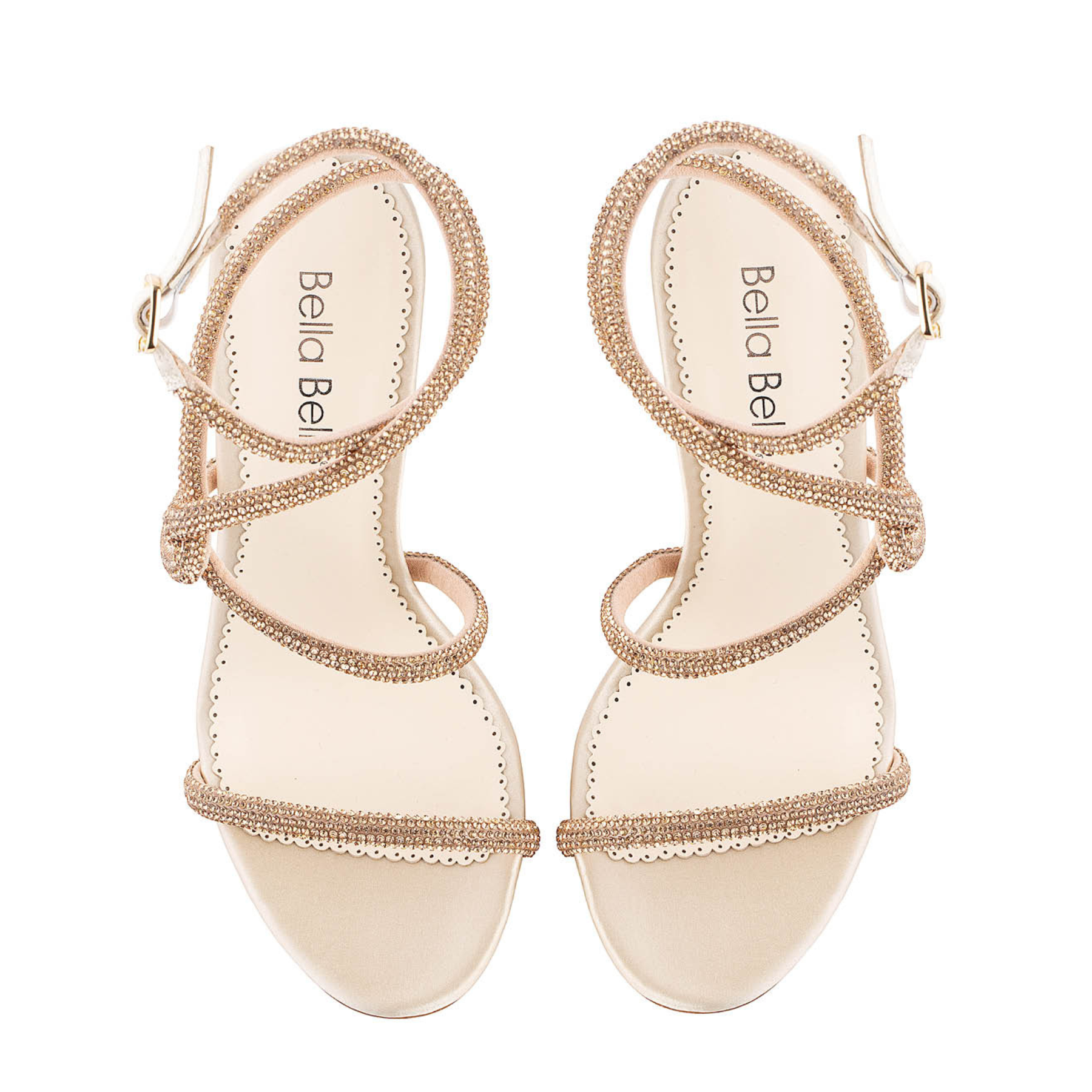 Teagan - Crystal Rope Gold Strappy Bridal Heels