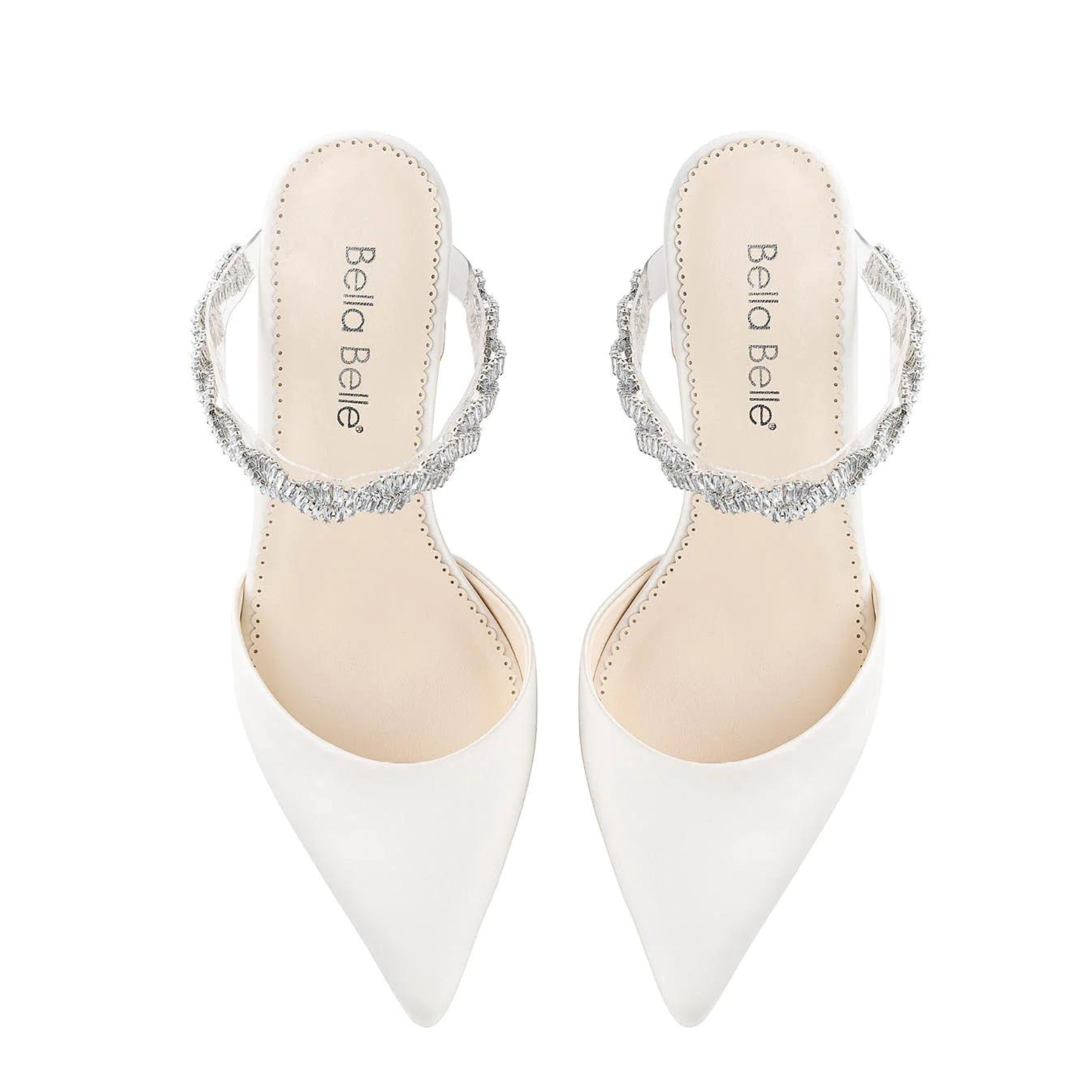 Weslyn - Ivory Bridal Mules with Crystal Strap