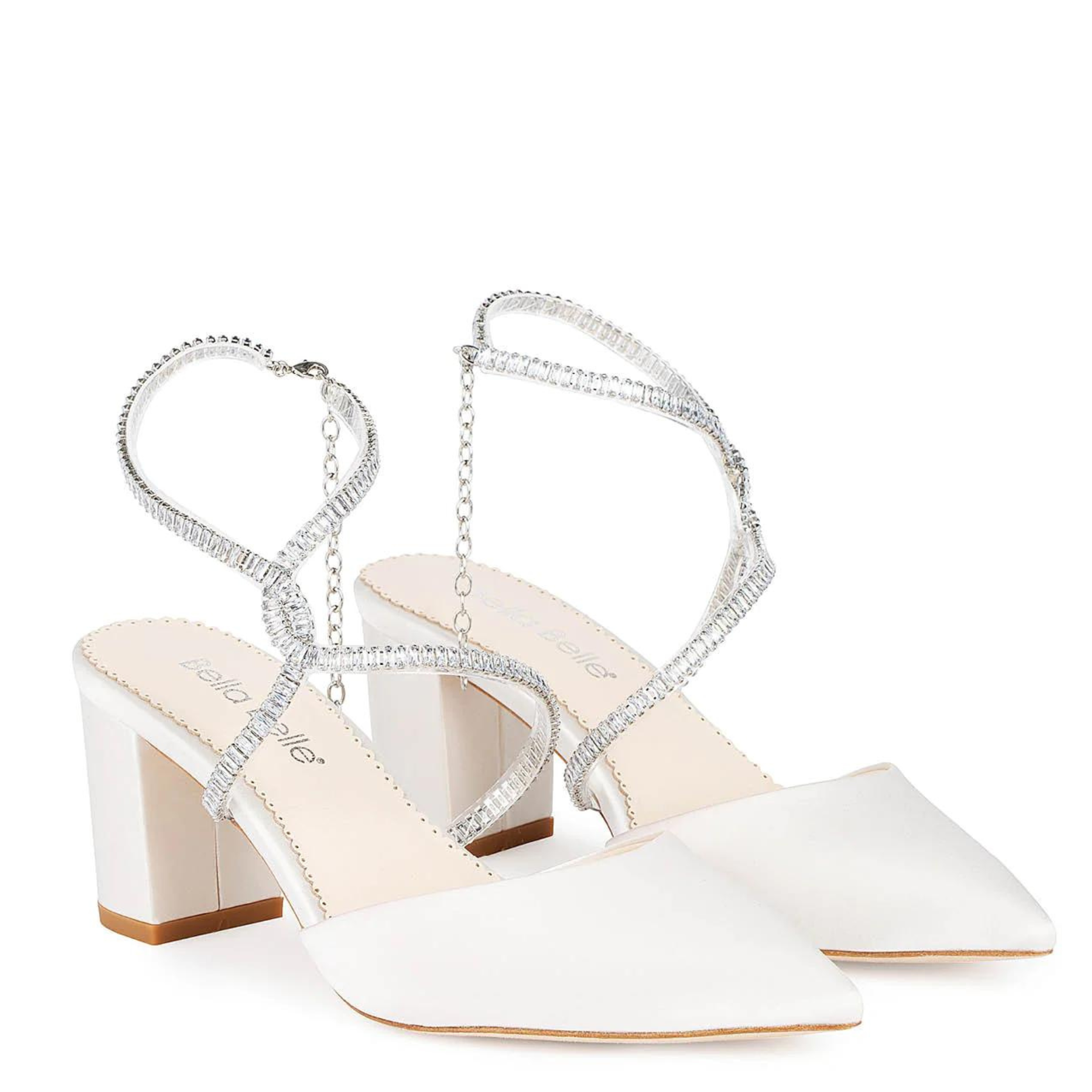 Skylar - Ivory Crystal Strappy Bridal Block Heels