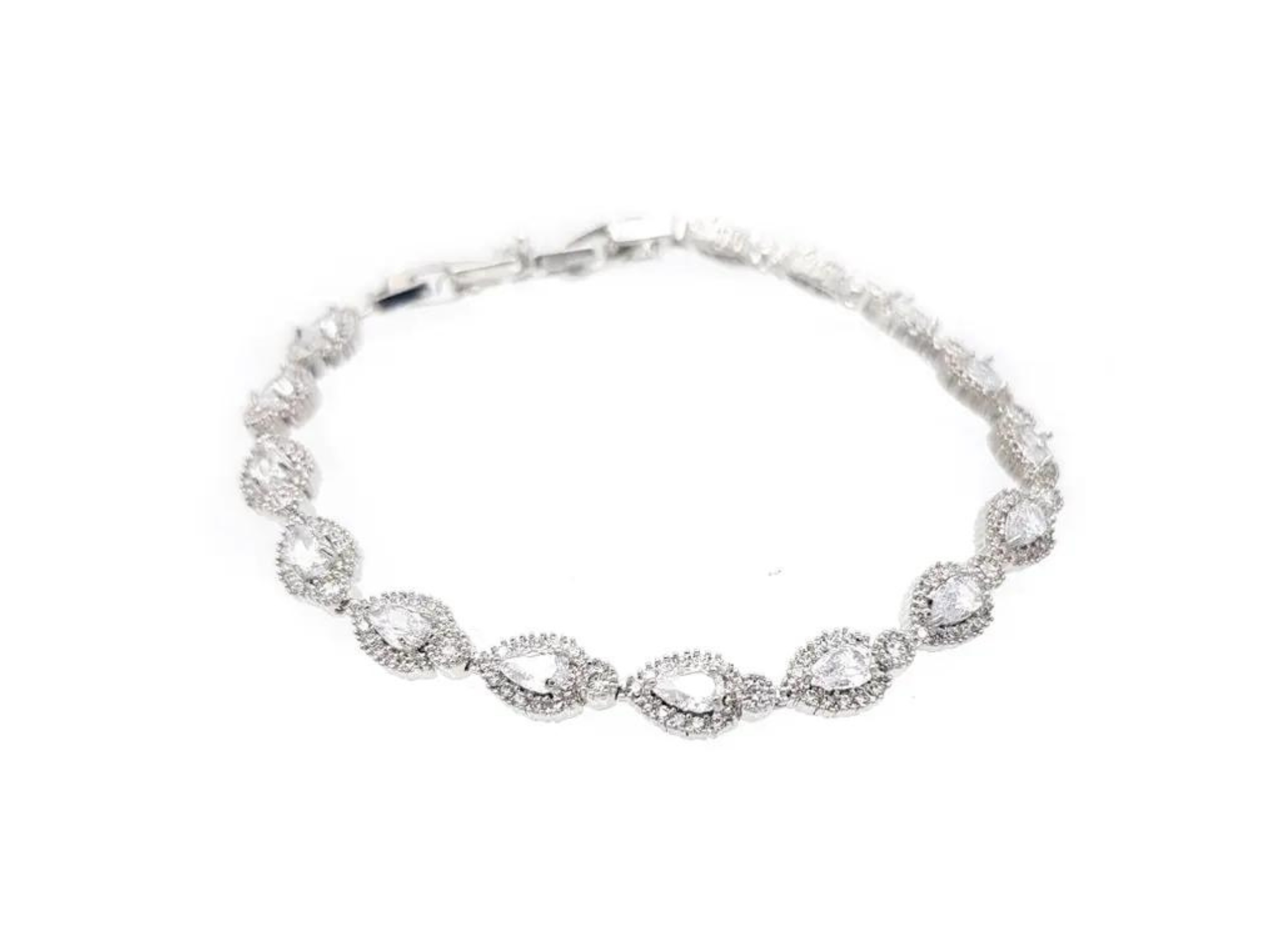 Larissa - Delicate Marquise and Round Crystal Bridal Bracelet