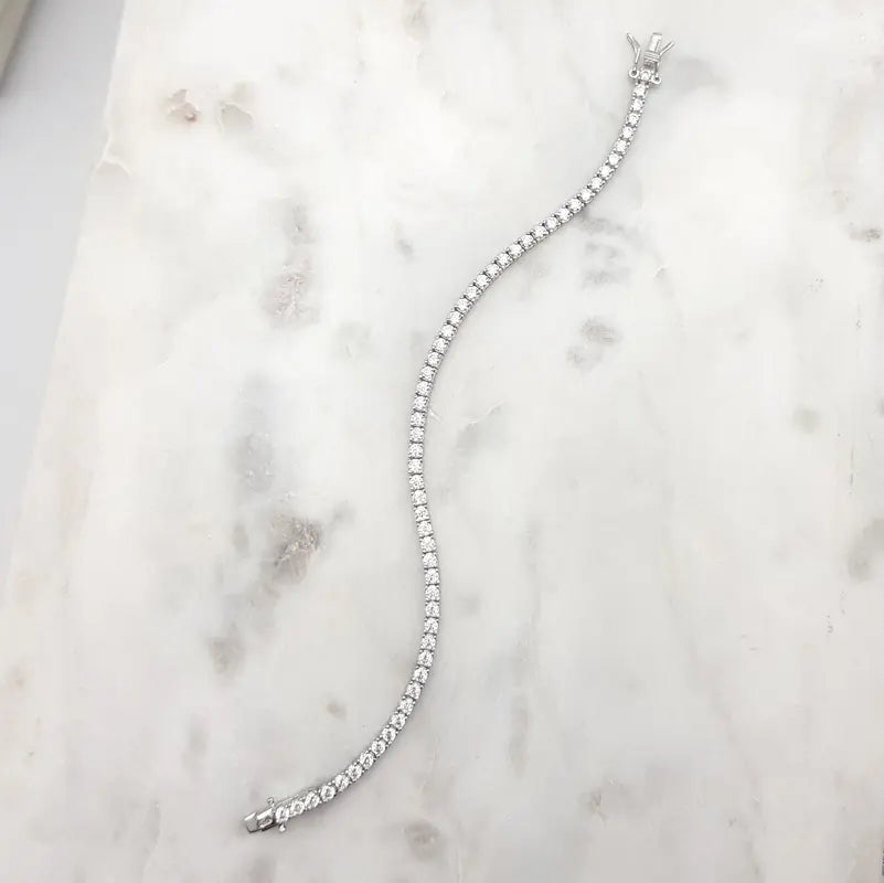 Laura - Delicate Sterling Silver Bridal Tennis Bracelet