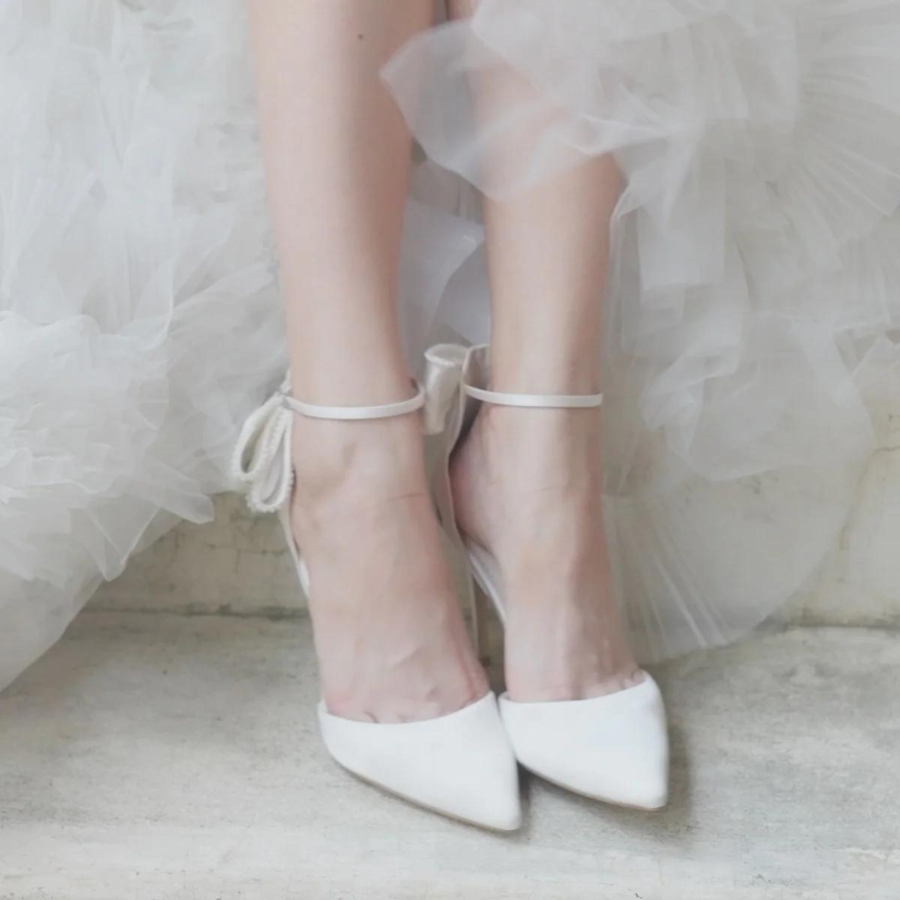 Bella Belle Molly Ivory Pearl Block Wedding Heels with Ankle Strap Bow The White Collection