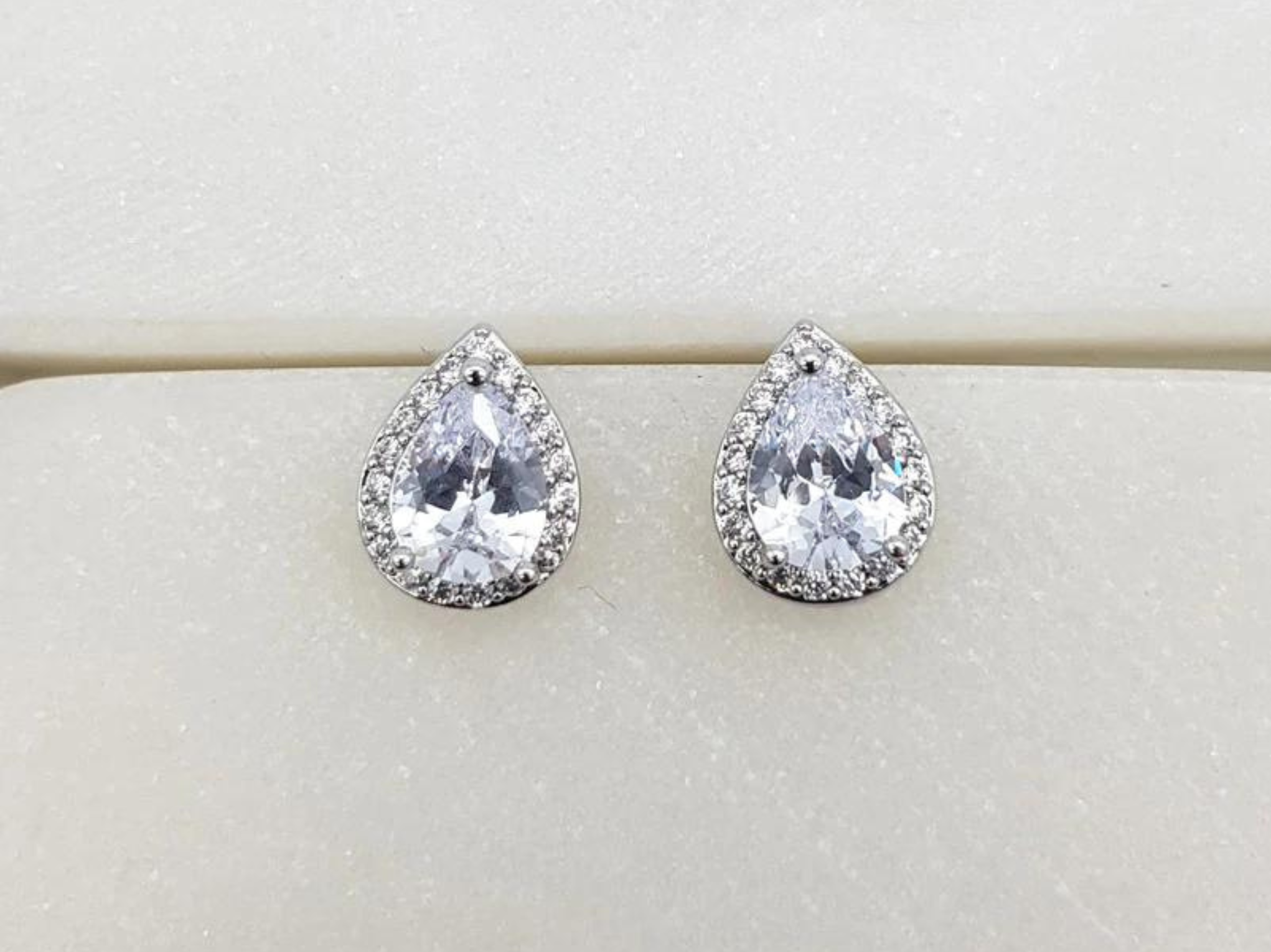 Gloria - Petite Classic Crystal Teardrop Bridal Stud Earrings