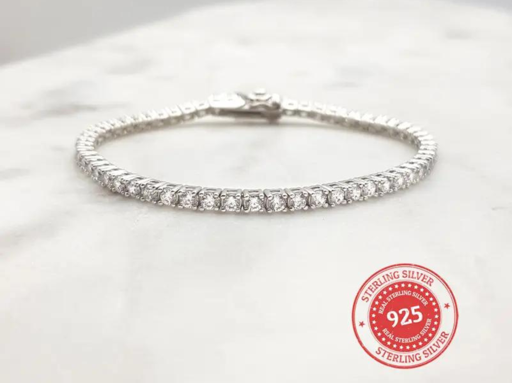 Laura Delicate Sterling Silver Bridal Tennis Bracelet The