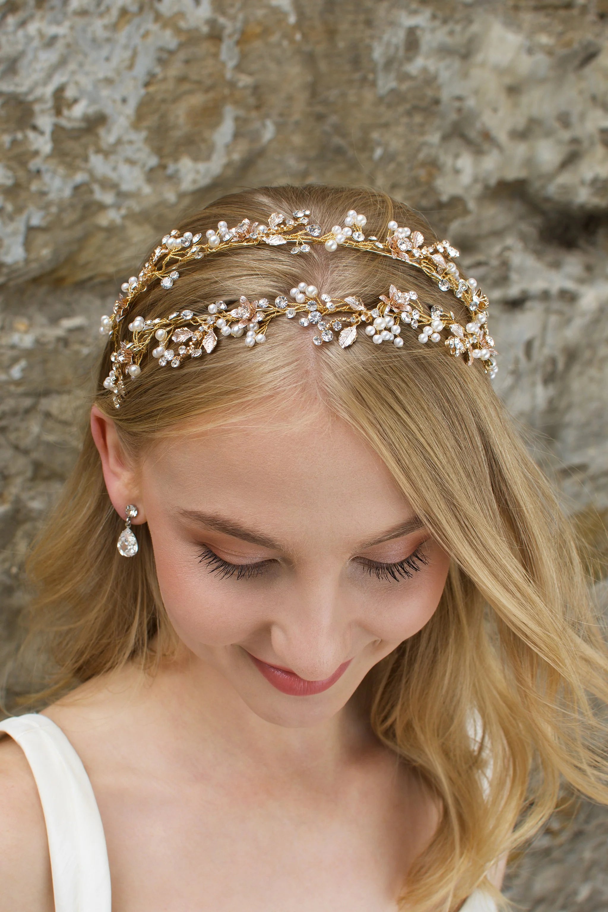 Arlo - Floral Crystal & Pearl Bridal Double Headband