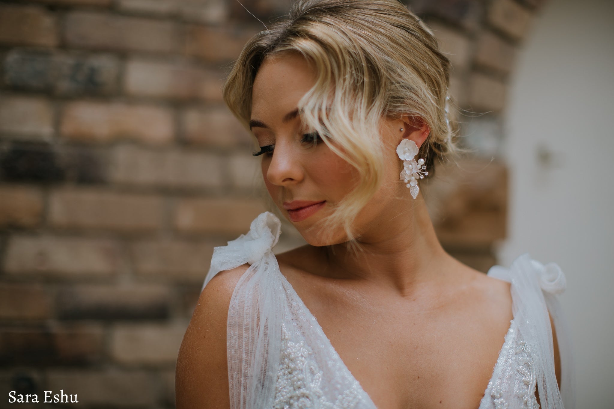 Aurelia - Floral Pearl Crystal Bridal Earrings