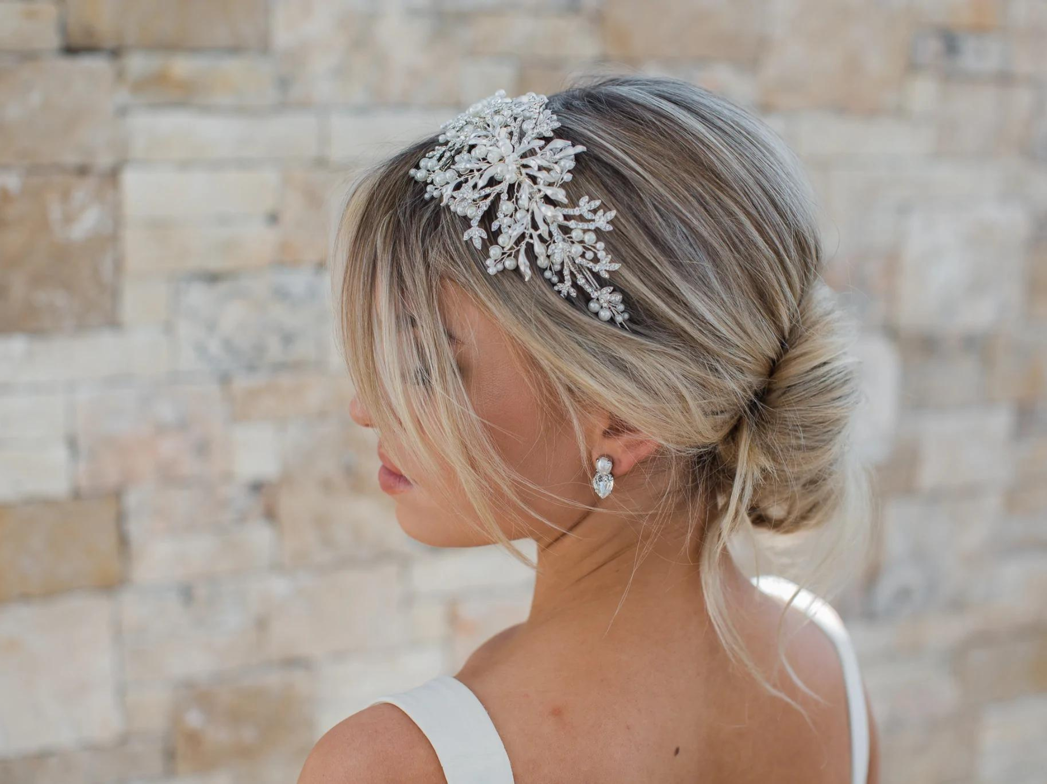 Alessandra - Wide Pearl Bridal Headband | The White Collection