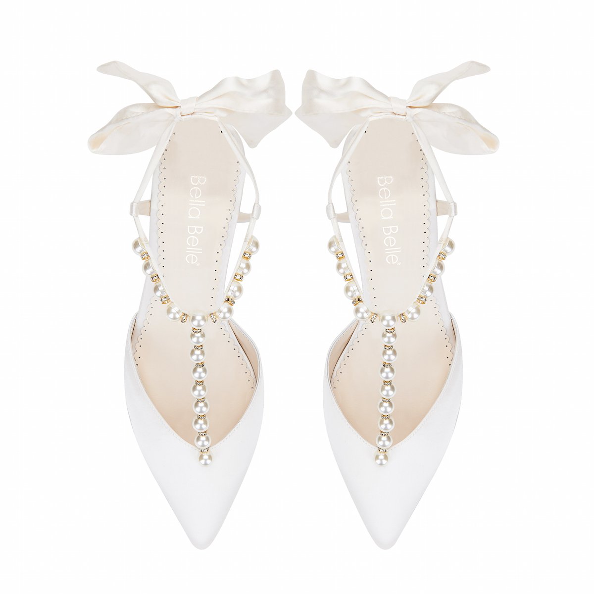Lucia - Ivory Pearl & Crystal Low Heels