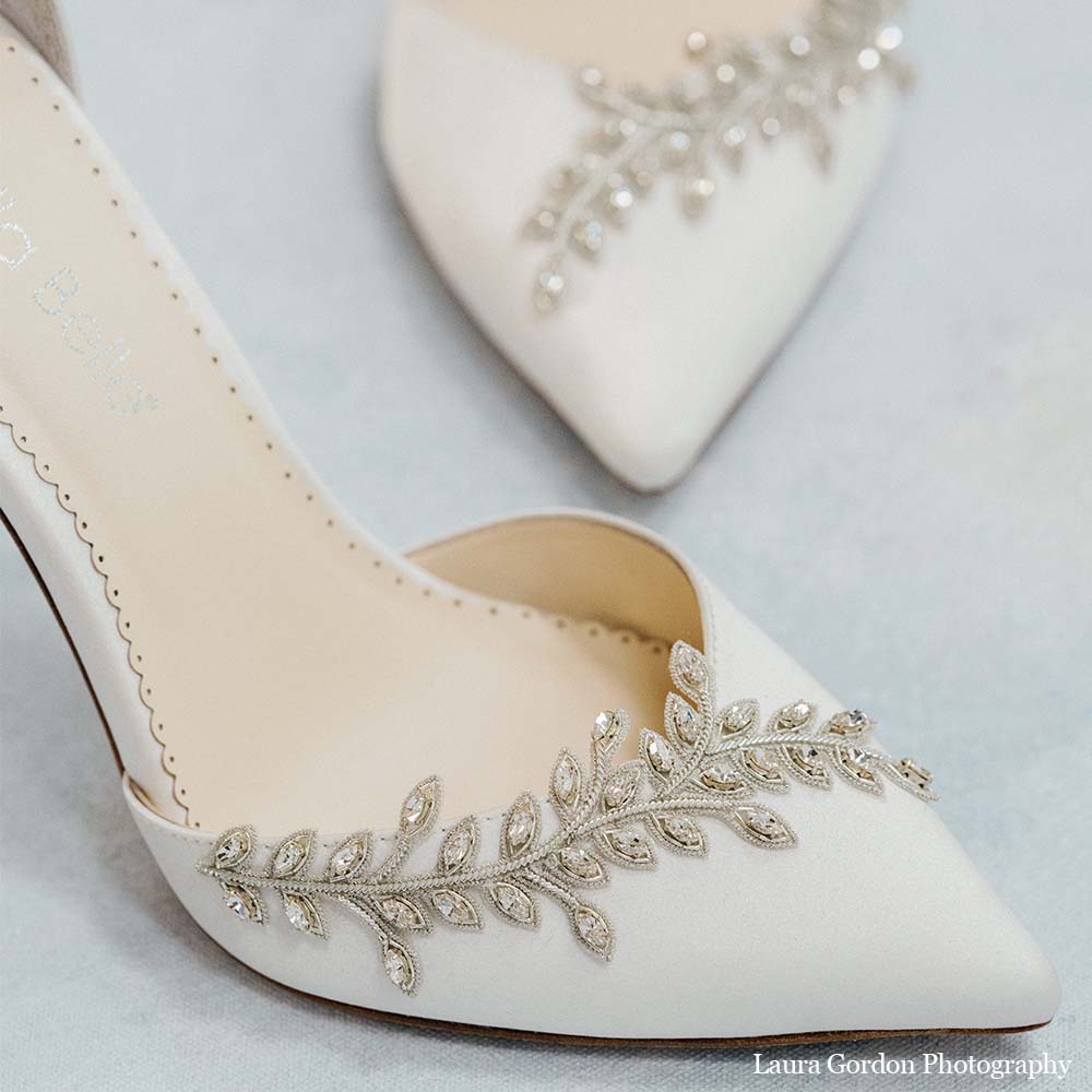 Valerie - Ivory Crystal Pointed Bridal Block Heel