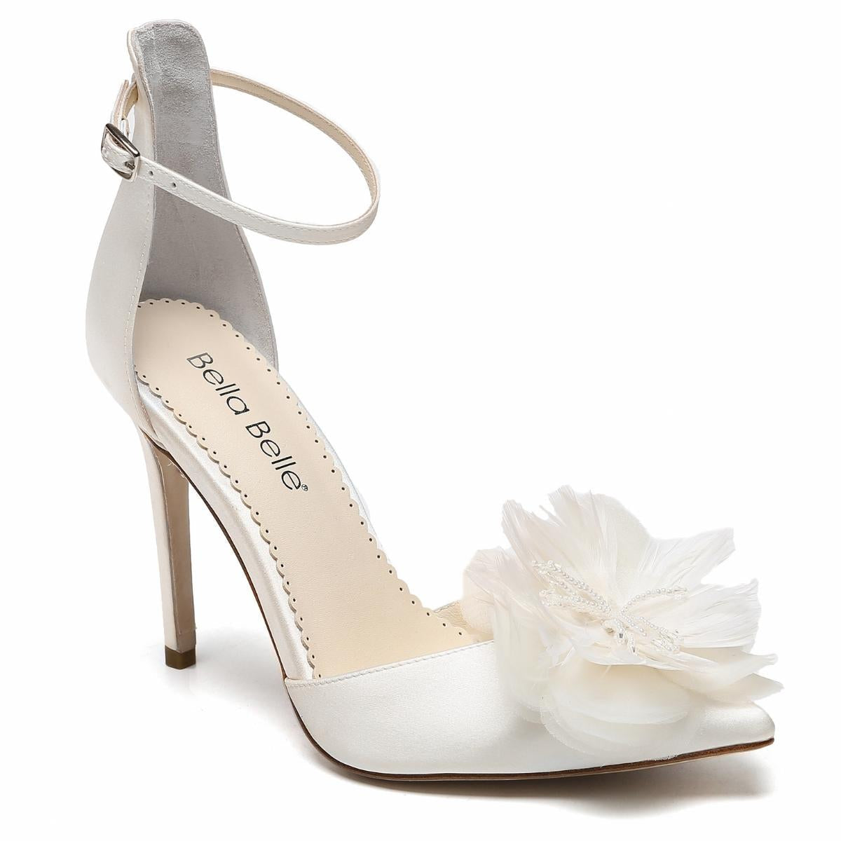 Harlow - Ivory Silk Flower Bridal Pointed Heel