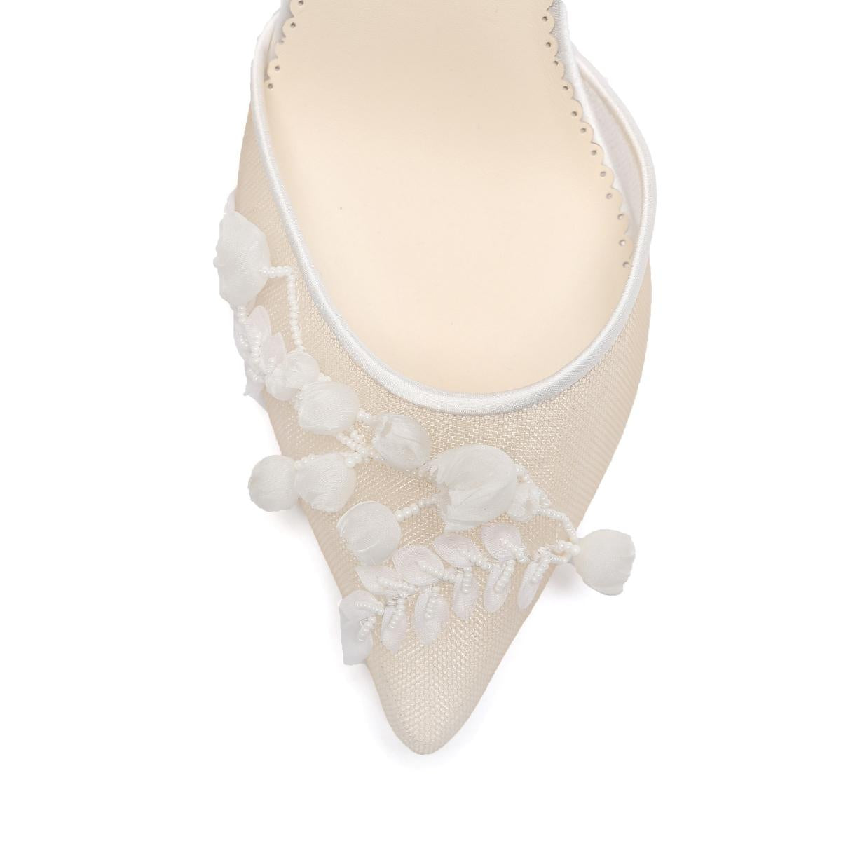 Libby - Ivory Nude Lace Floral Embroidered Bridal Heel