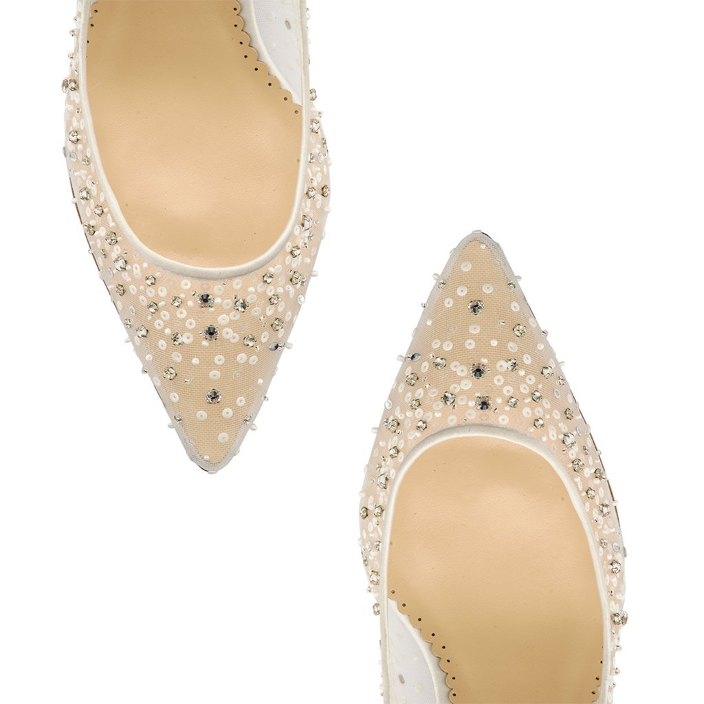 Bella Belle - Evelyn - Sequin Low Ivory Wedding Shoes - Wedding Shoes Sydney