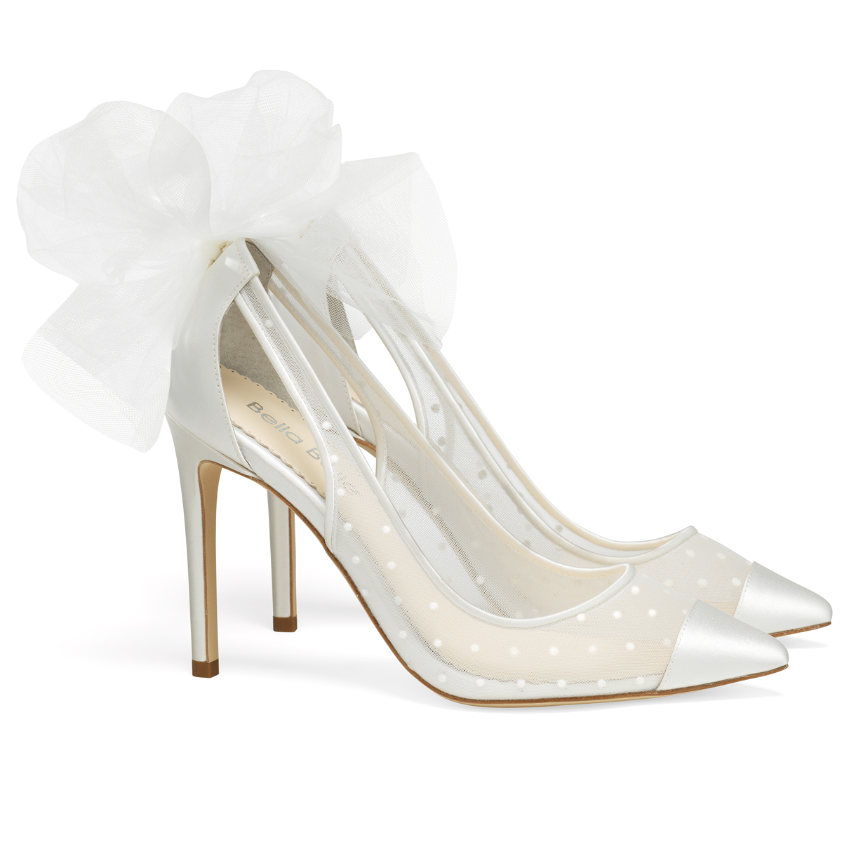 Matilda - Polka Dot Ivory Pump With Tulle Bow