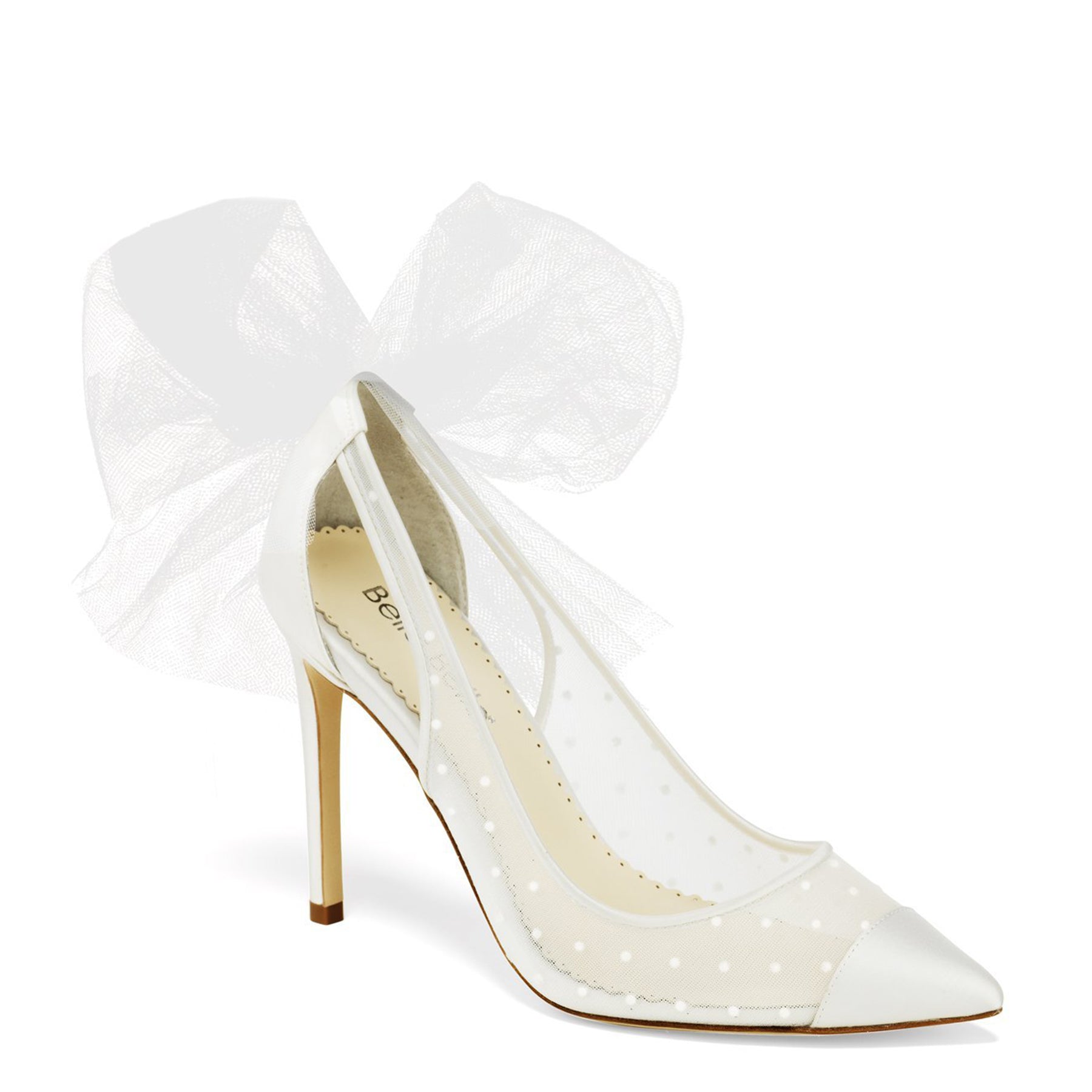Matilda - Polka Dot Ivory Pump With Tulle Bow