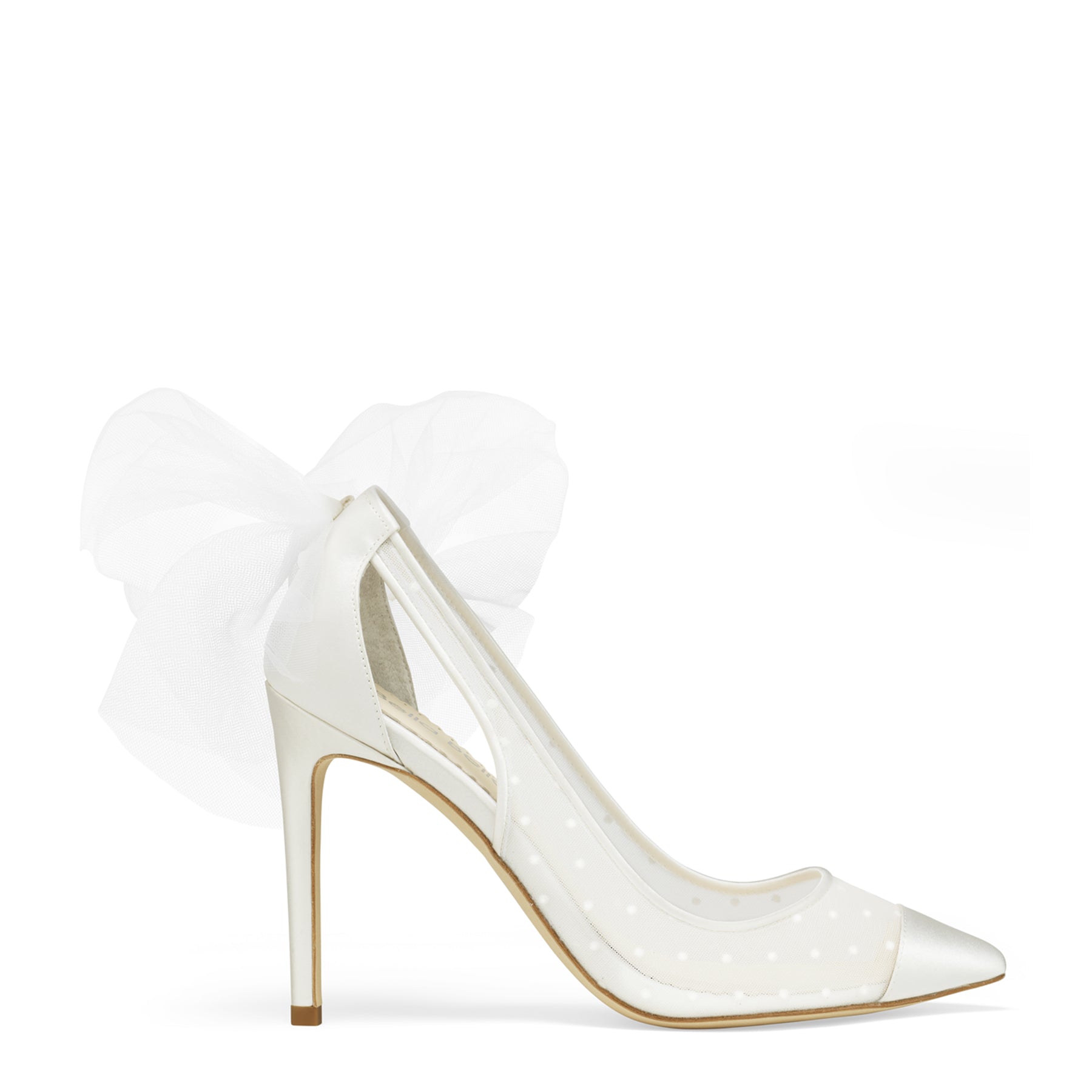 Matilda - Polka Dot Ivory Pump With Tulle Bow