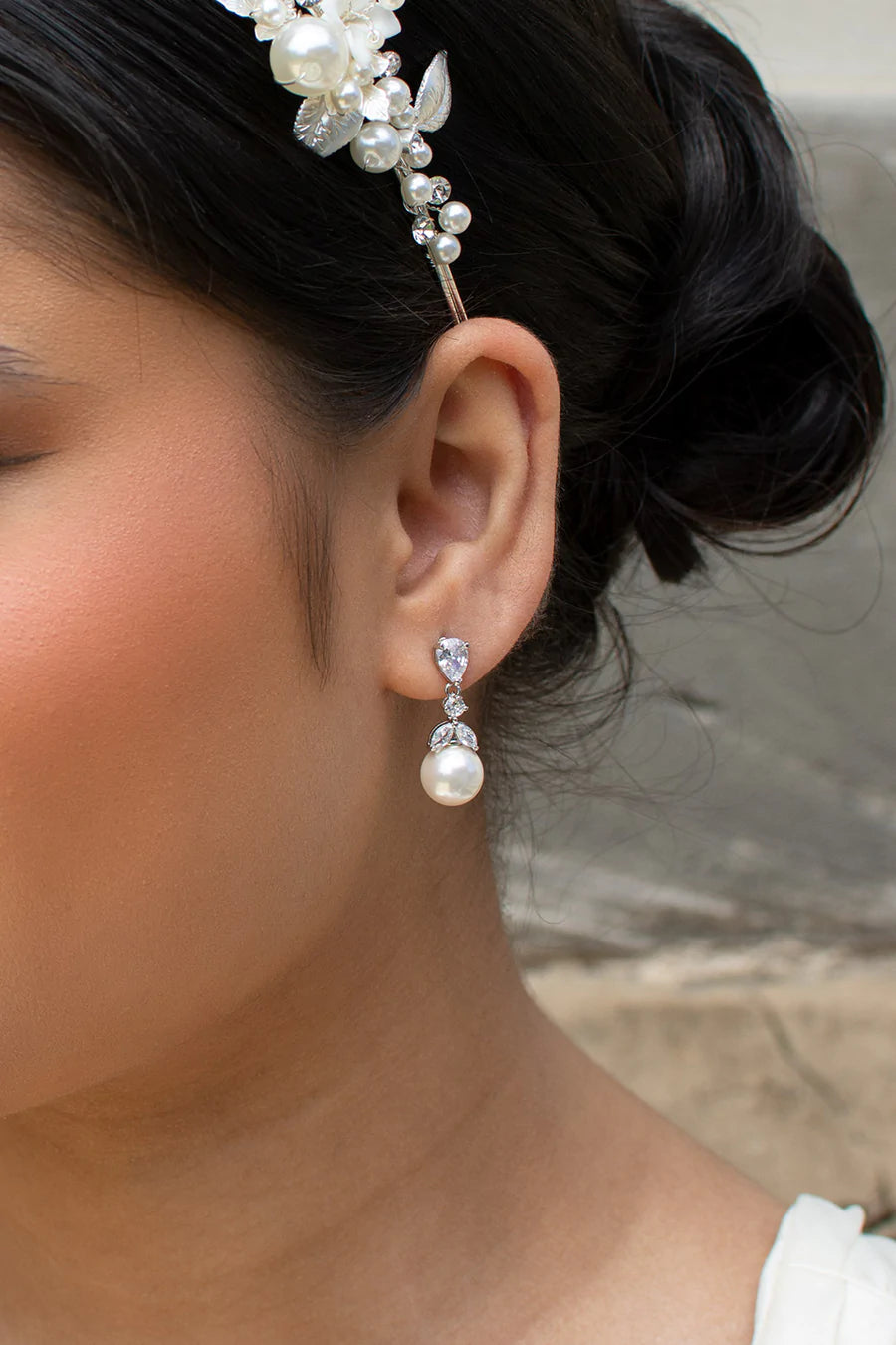 Phoebe - Dainty Pearl Drop Bridal Earrings
