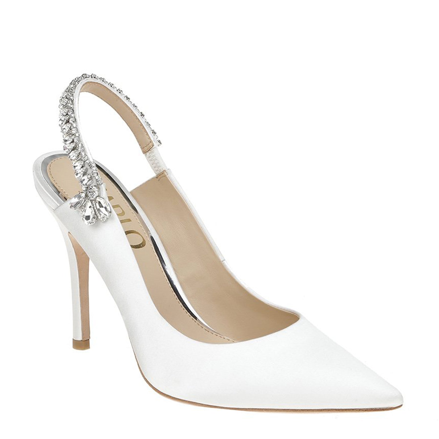 Bonnie - White Crystal Embellished Sling Back Evening Pump