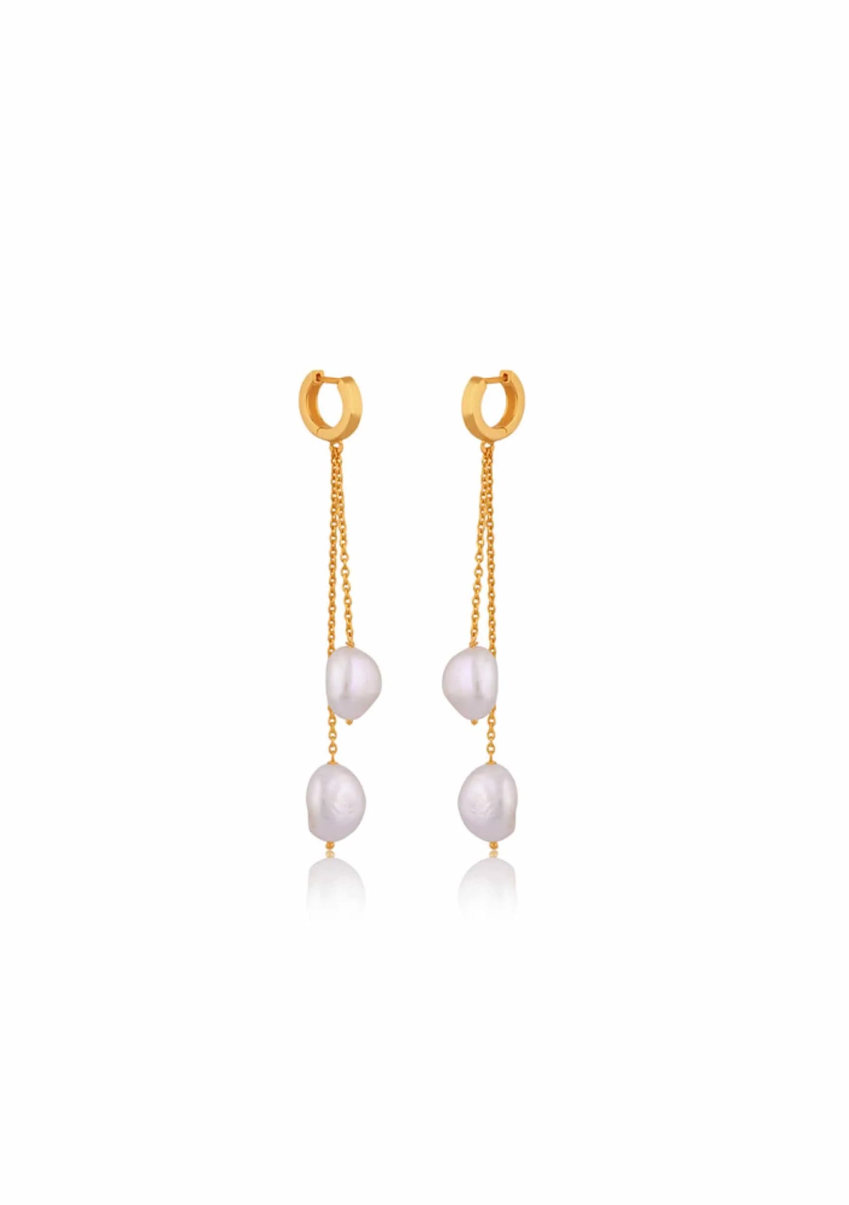 Lola Knight - Carla - Pearl Hoop Earrings - 18CT Gold