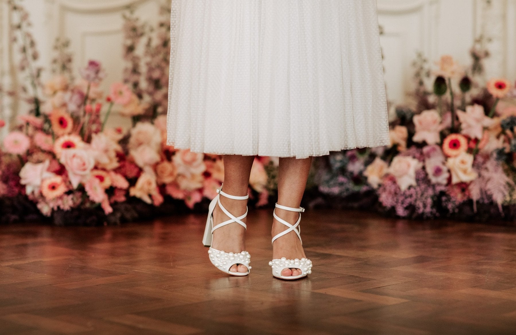 Henrietta - Ivory Pearl Embellished Bridal Block Heel
