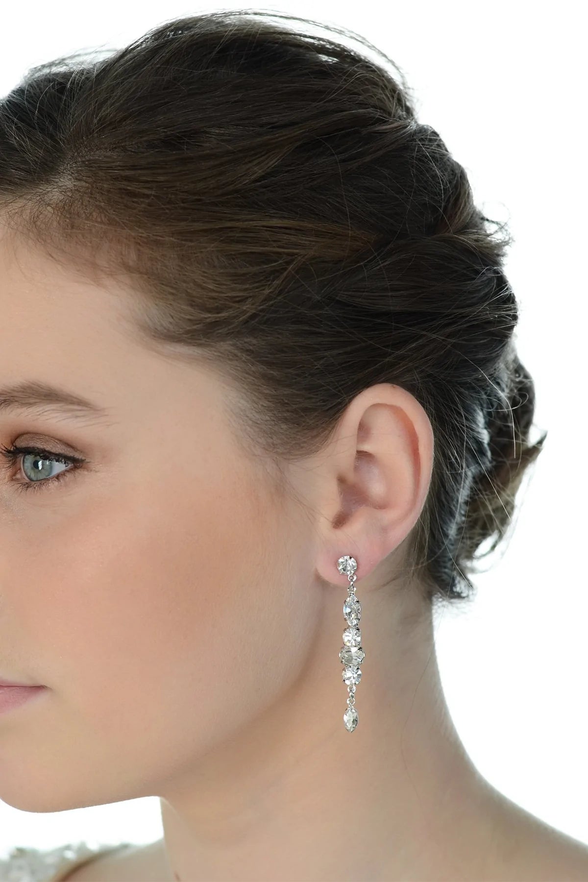 Nina - Swarovski Long Bridal Drop Earrings