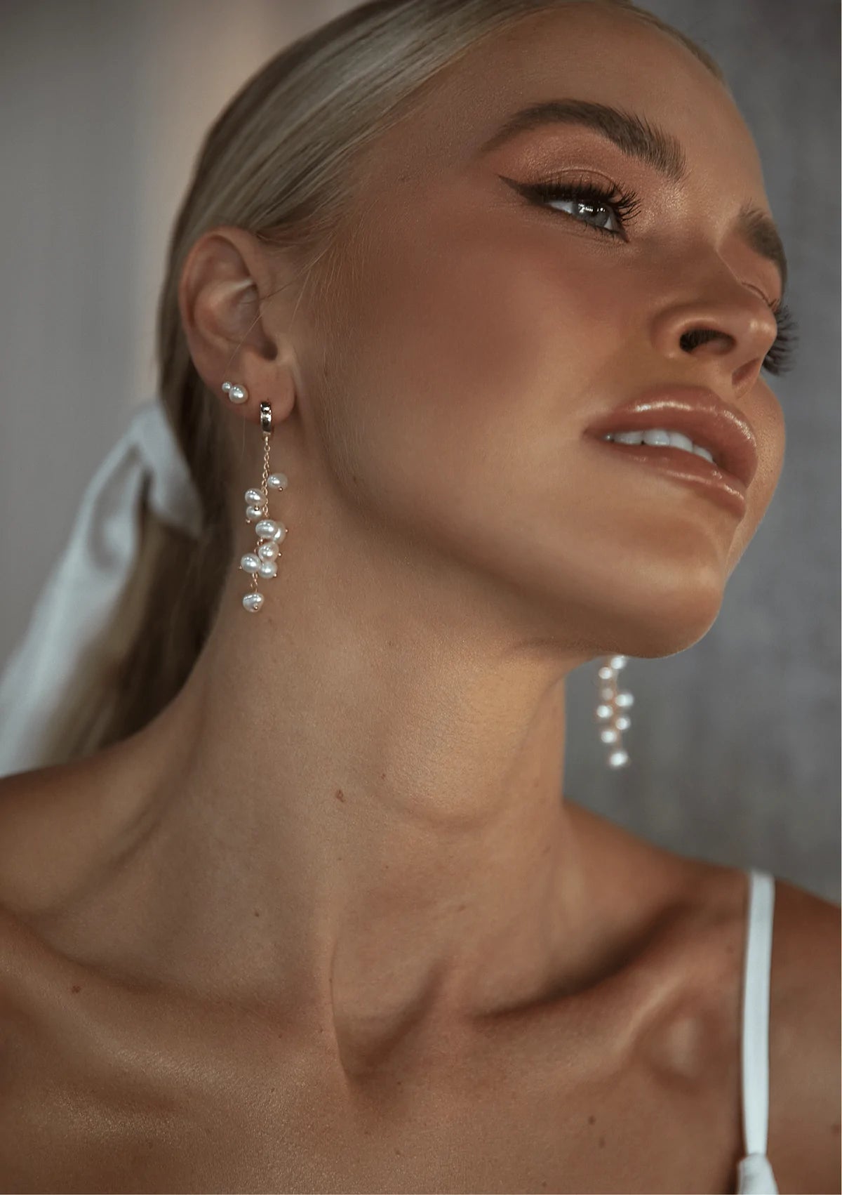 Lola Knight - Maree - Mini Pearl Hoop Earrings - 18CT Gold