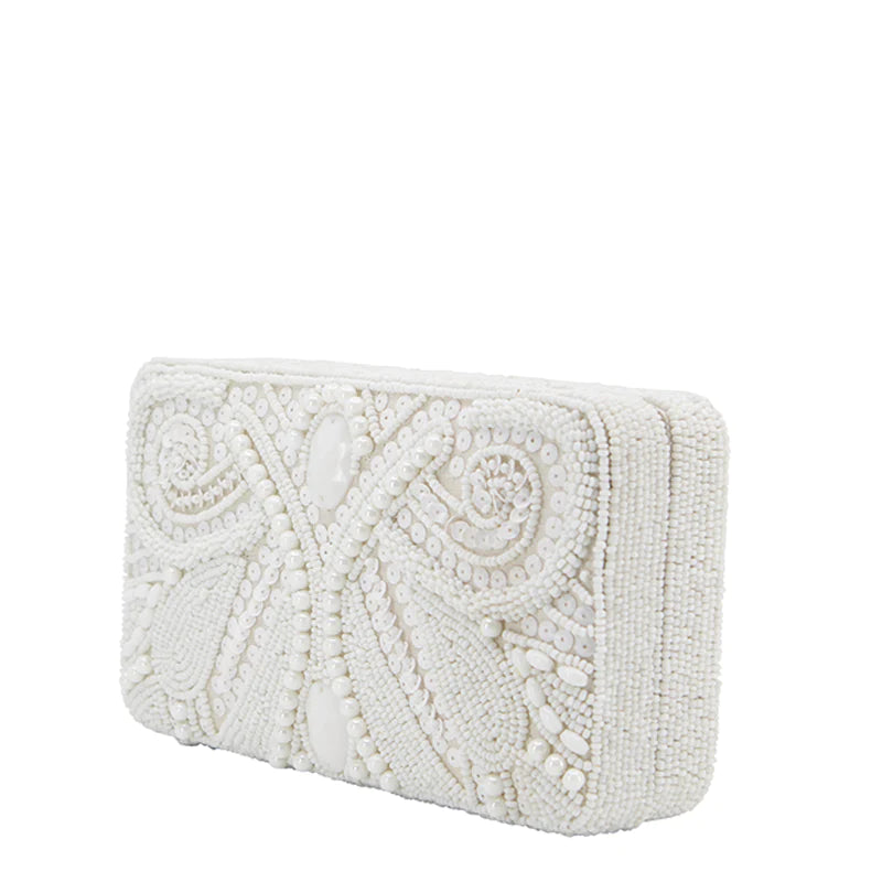 Tully Frameless Beaded Lace Box Clutch The White Collection