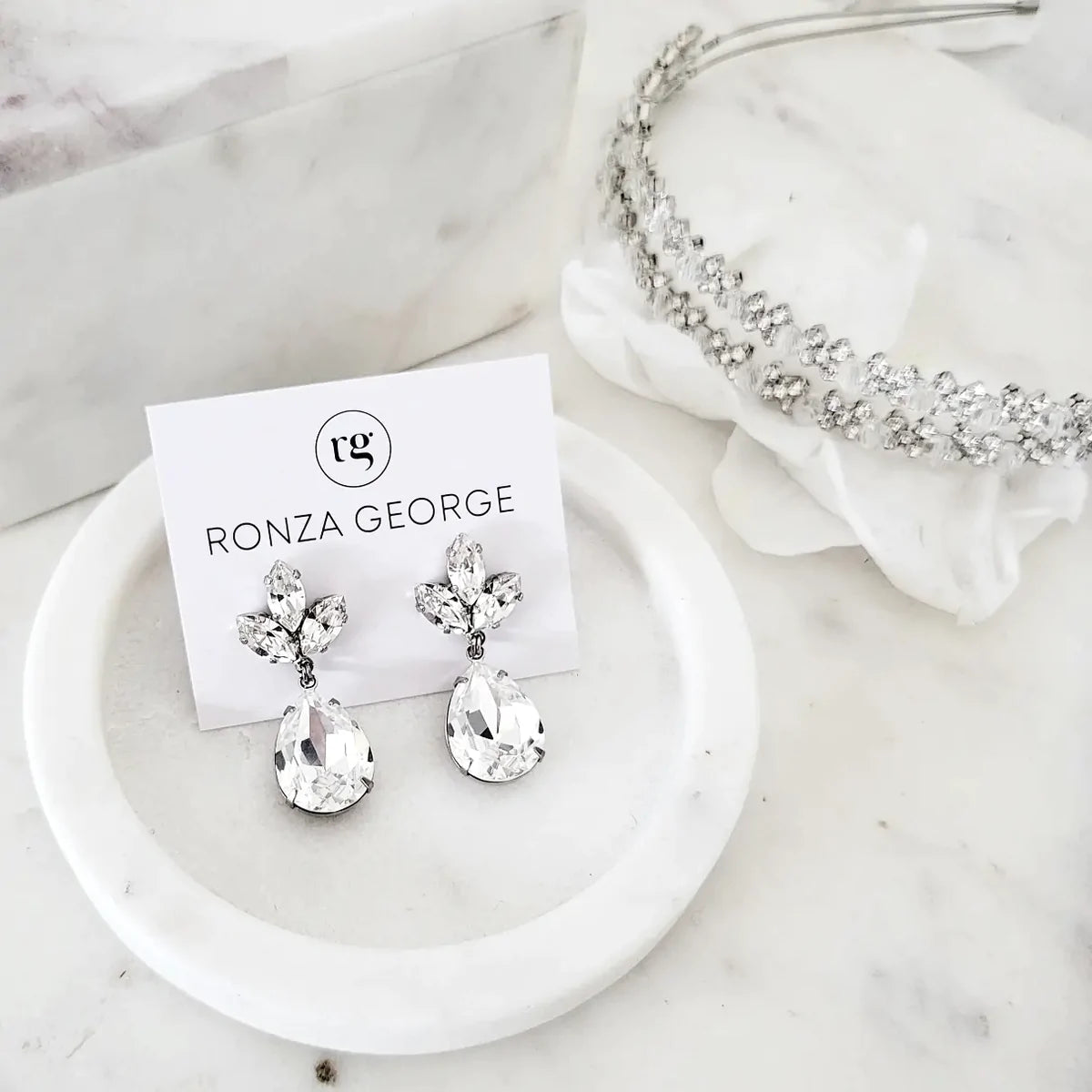 Anastasia - Silver Crystal Bridal Drop Earrings