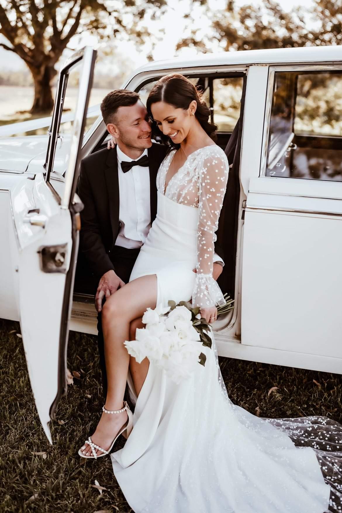 Alexene - Nude Pearl Low Block Bridal Heel