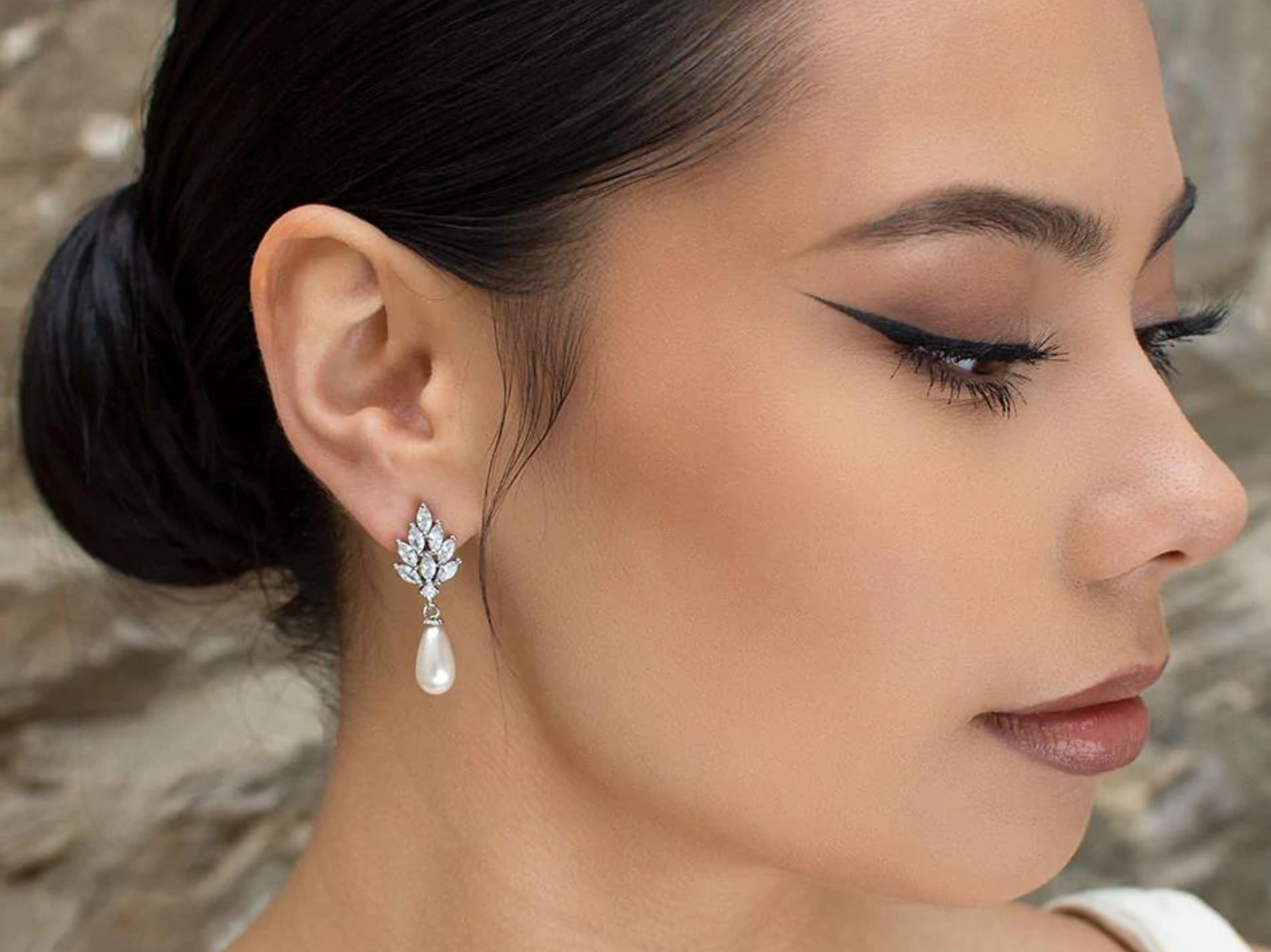 Priscilla Sophisticated Pearl Drop Bridal Earrings The White