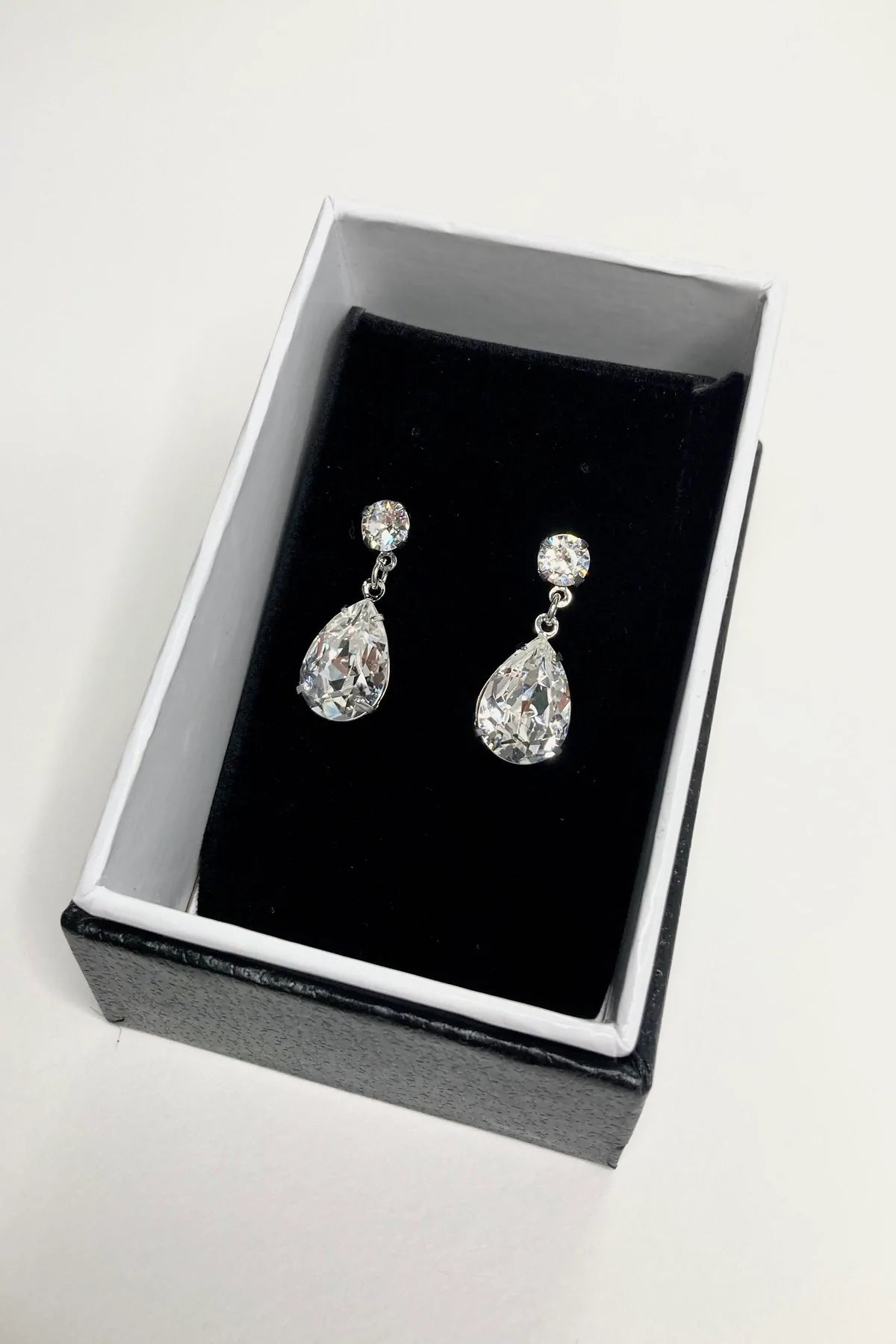 Hannah - Swarovski Pear Drop Bridal Earrings