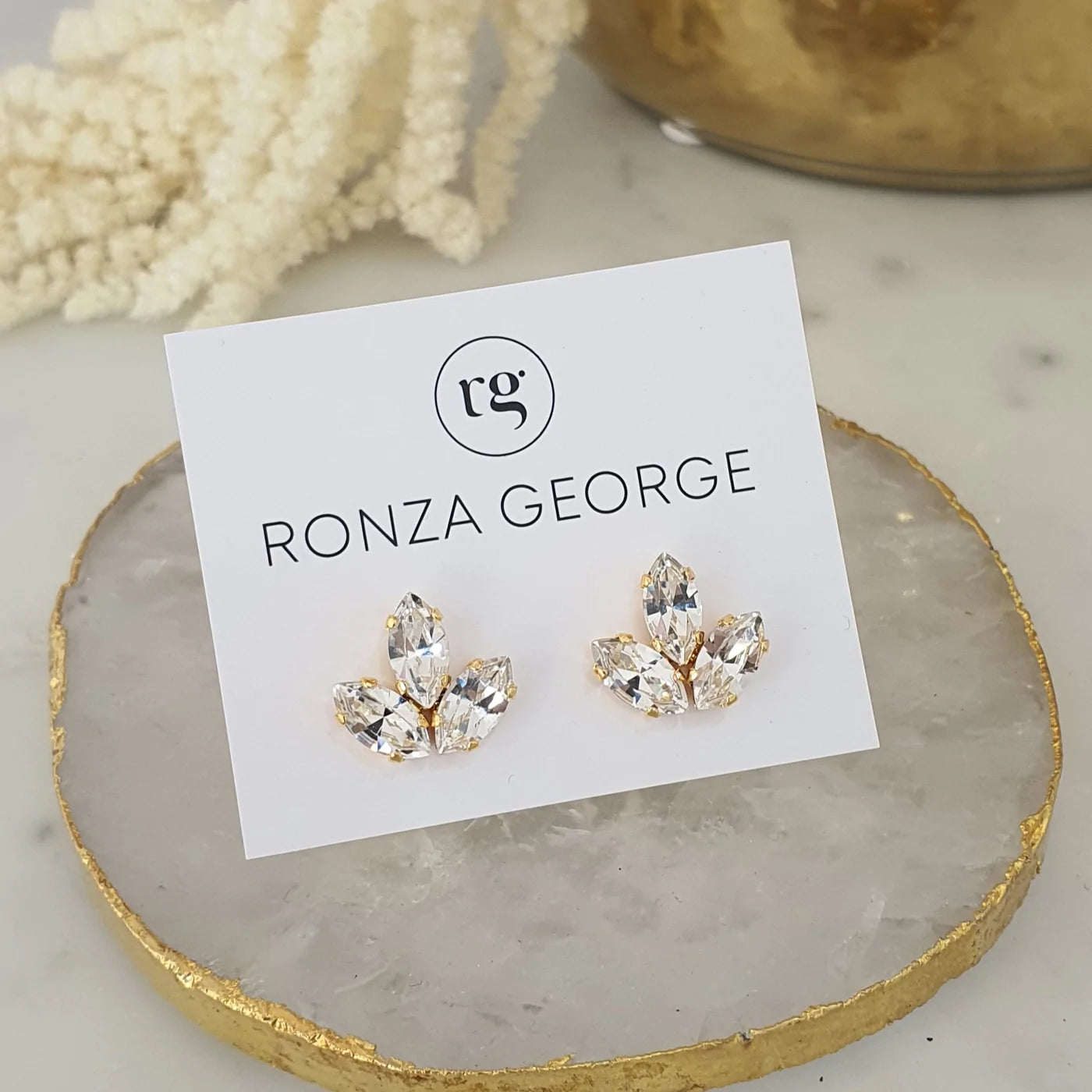 Anastasia Studs – Bridal Crystal Silver Trio Earrings