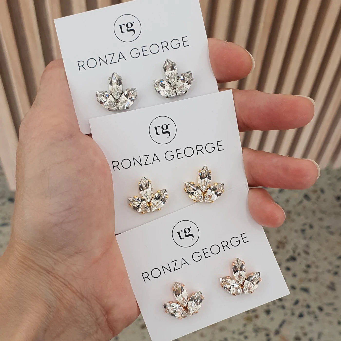 Anastasia Studs – Bridal Crystal Silver Trio Earrings