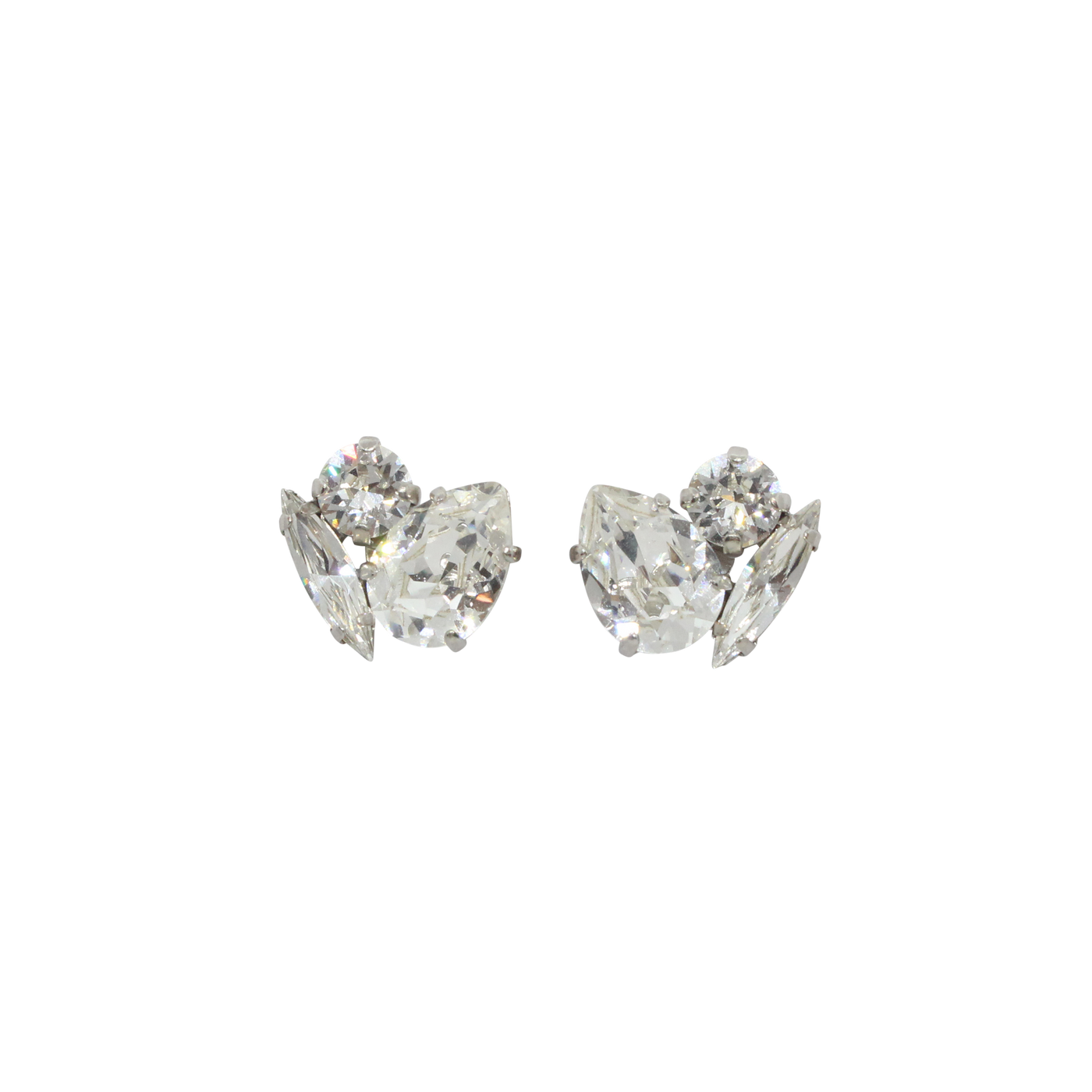 Bau - Silver Swarovski Bridal Cluster Stud Earrings