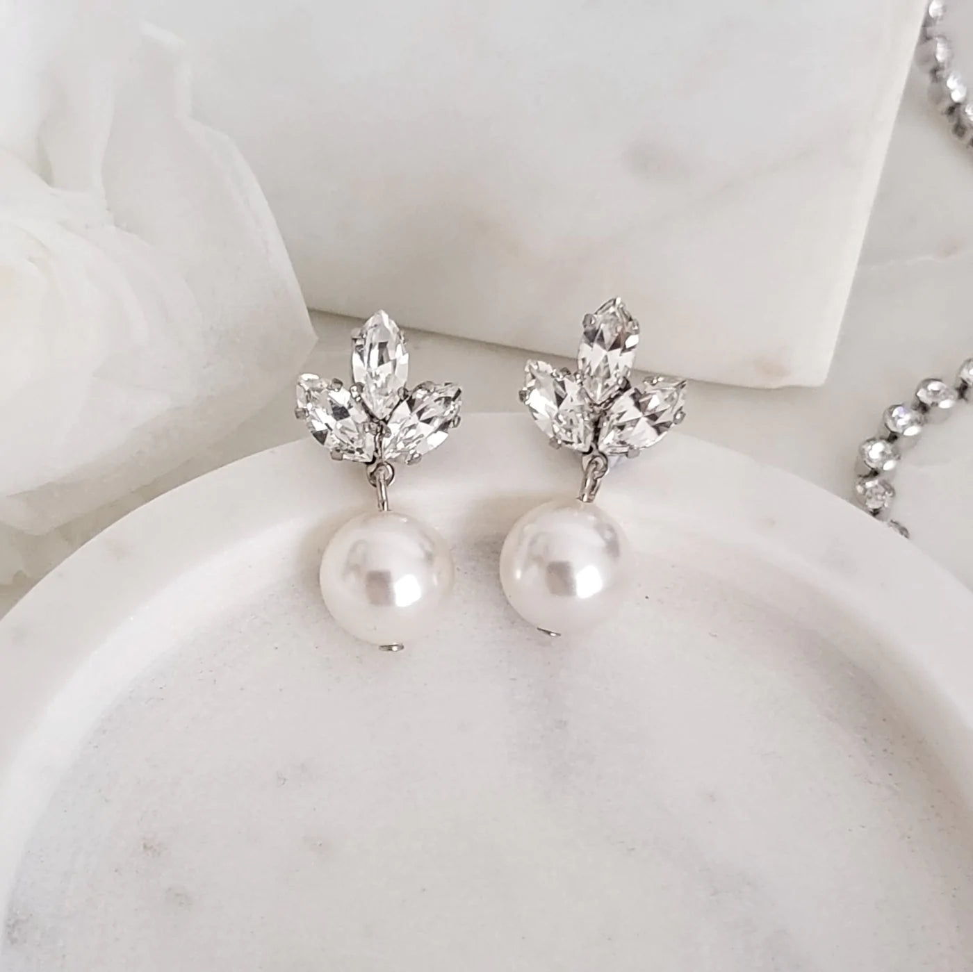 Anastasia Pearl - Crystal Bridal Pearl Drop Earrings