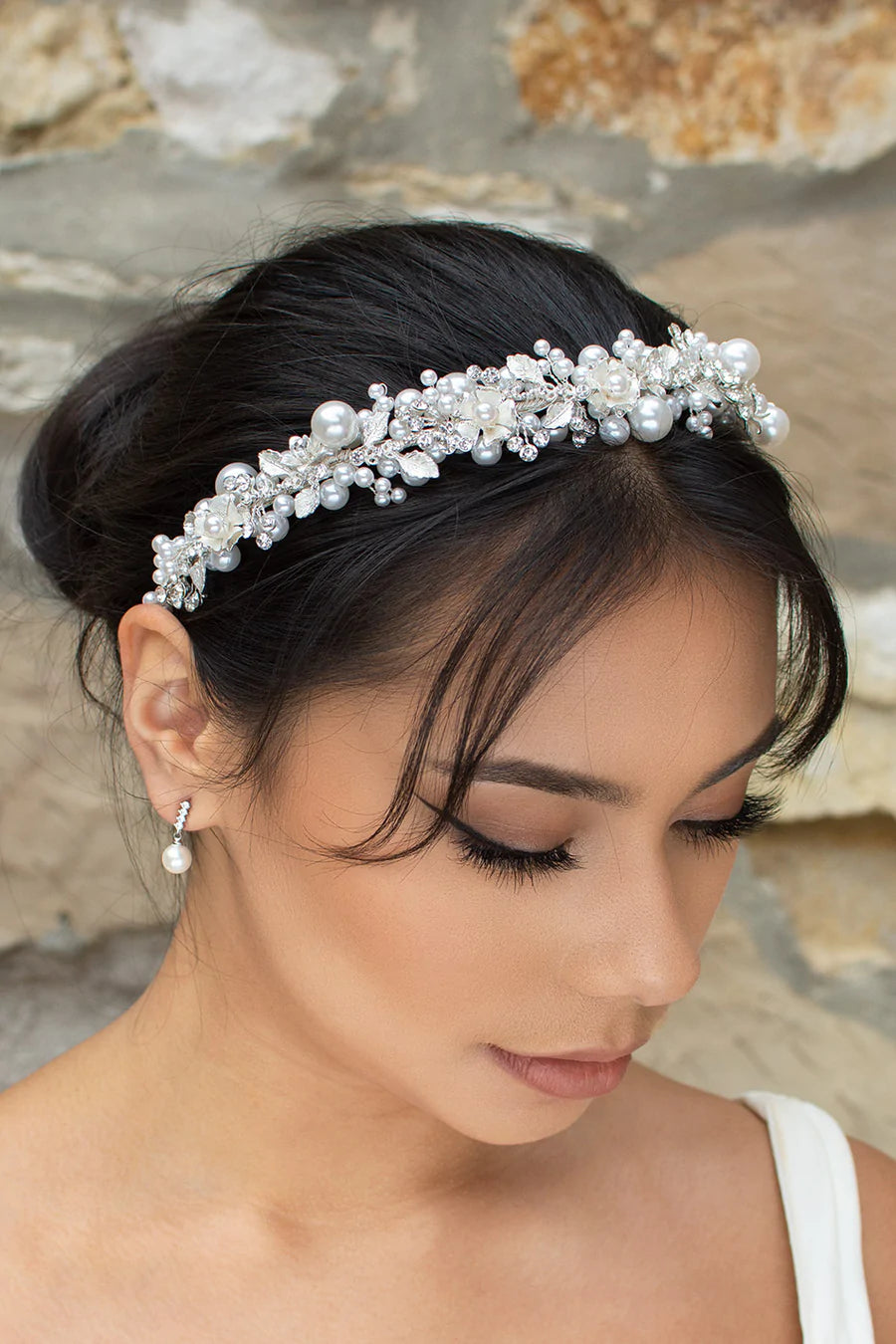 Layla - Pearl Crystal Floral Bridal Headband