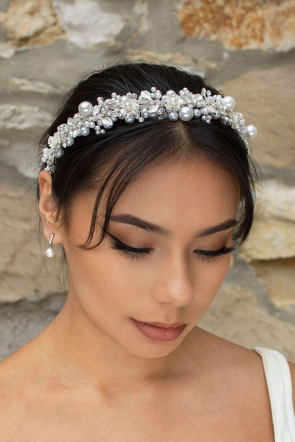 Layla - Pearl Crystal Floral Bridal Headband