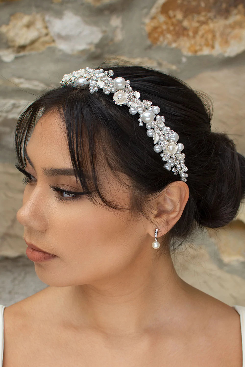 Layla - Pearl Crystal Floral Bridal Headband