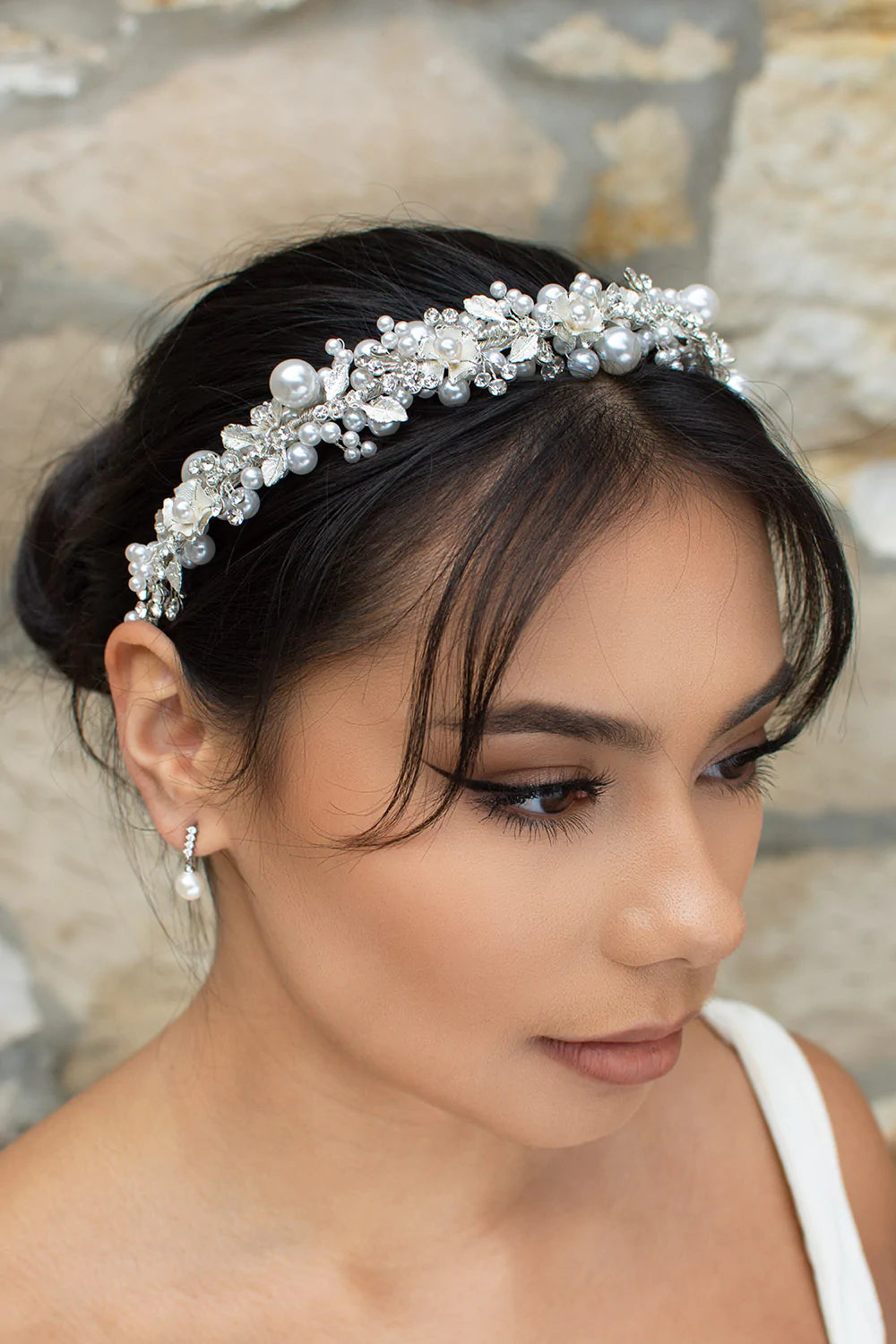 Layla - Pearl Crystal Floral Bridal Headband