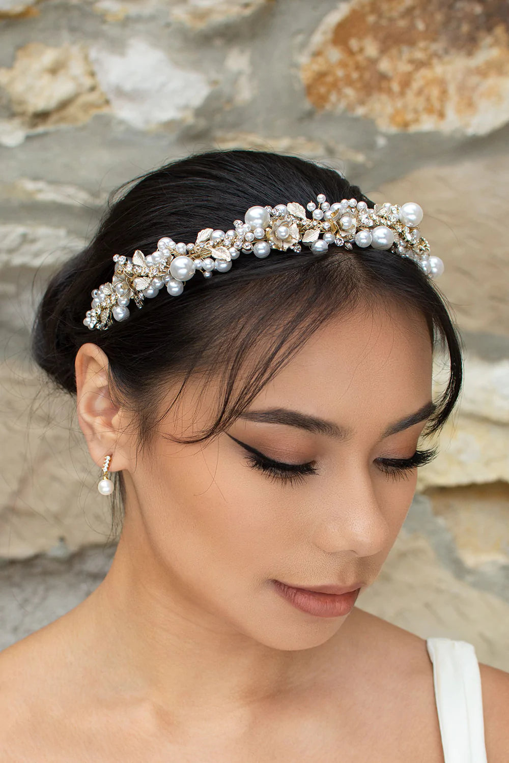 Layla - Pearl Crystal Floral Bridal Headband