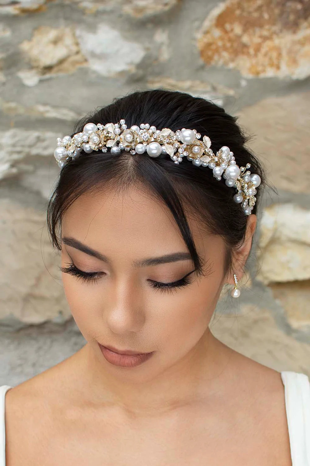 Layla - Pearl Crystal Floral Bridal Headband