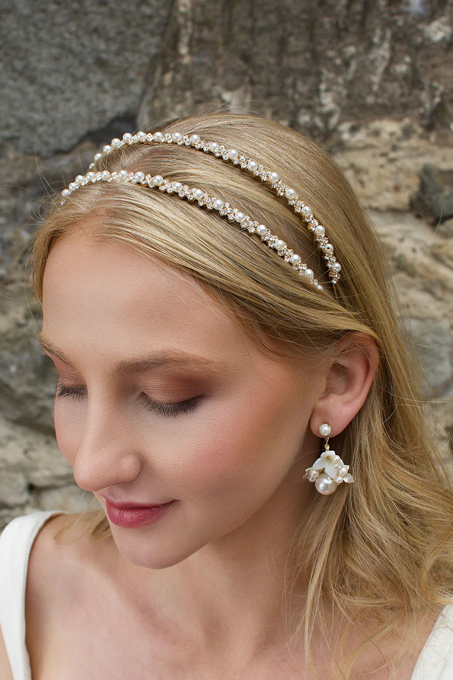 Lauren - Crystal & Pearl Bridal Double Headband