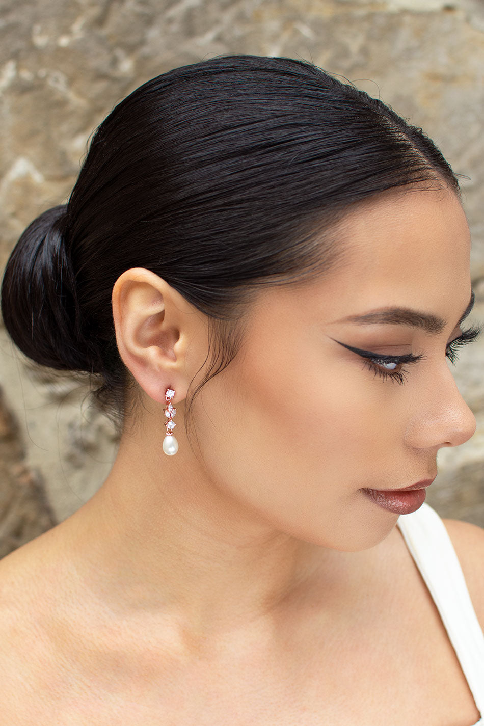 Long teardrop bridal earrings, dangle and drop earrings