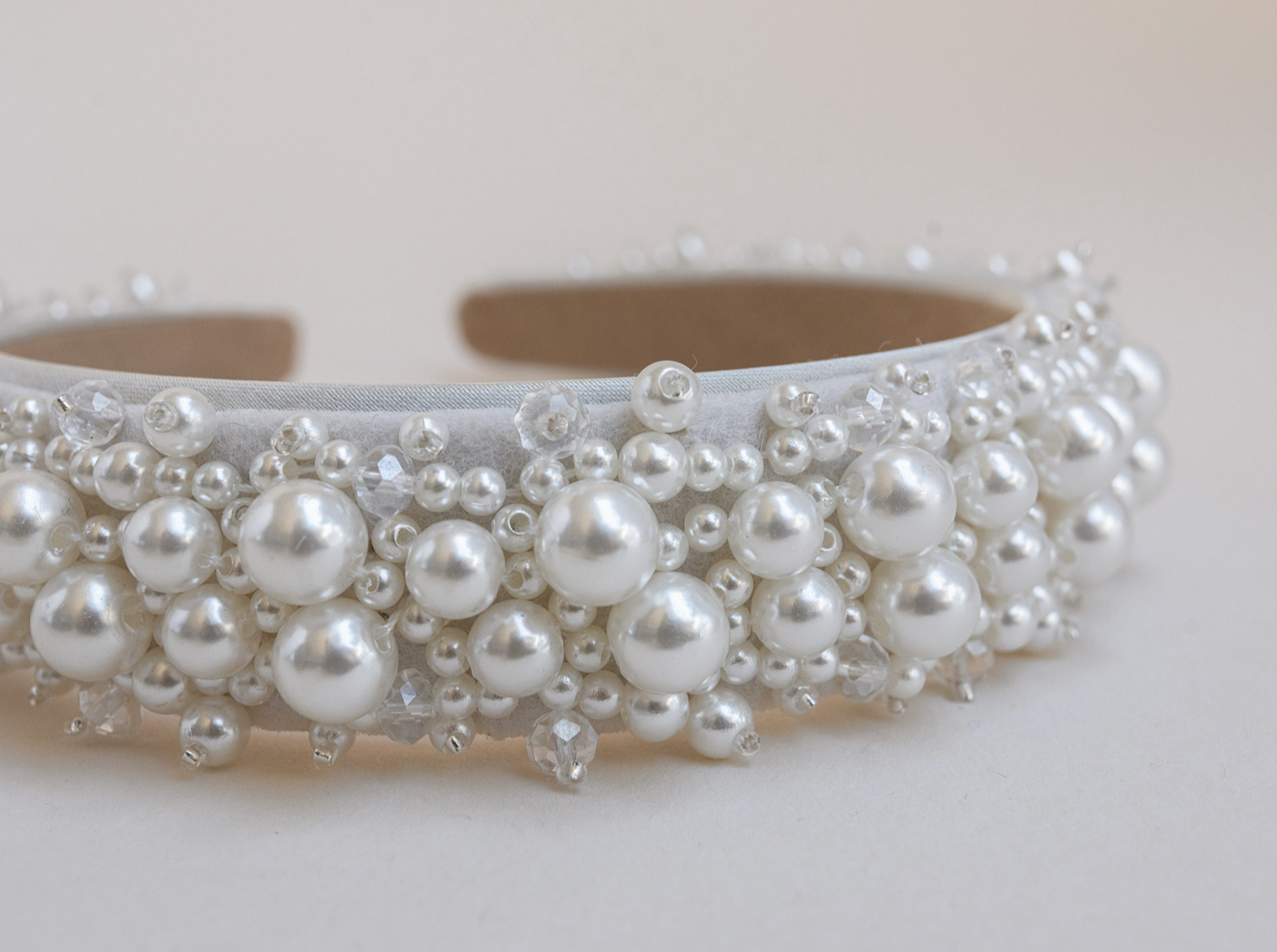 Vanessa - Pearl Crystal Cluster Bridal Headband