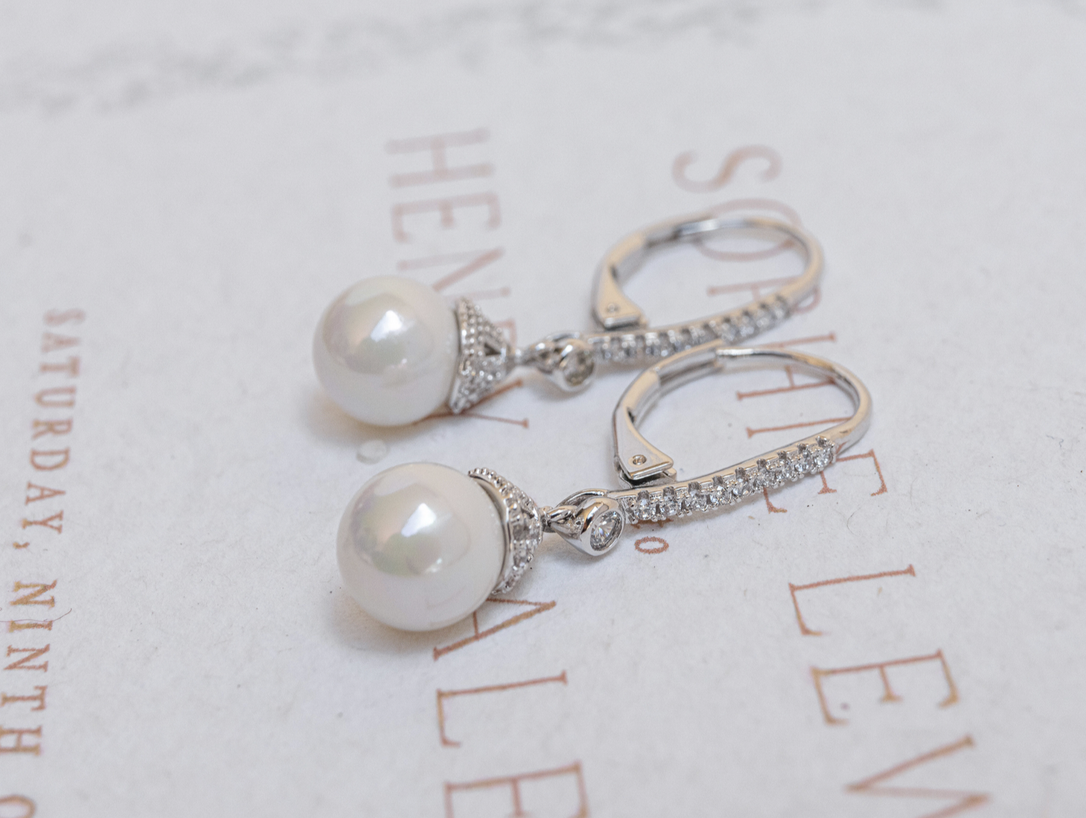 Addison - Elegant Crystal Pearl Bridal Drop Earrings